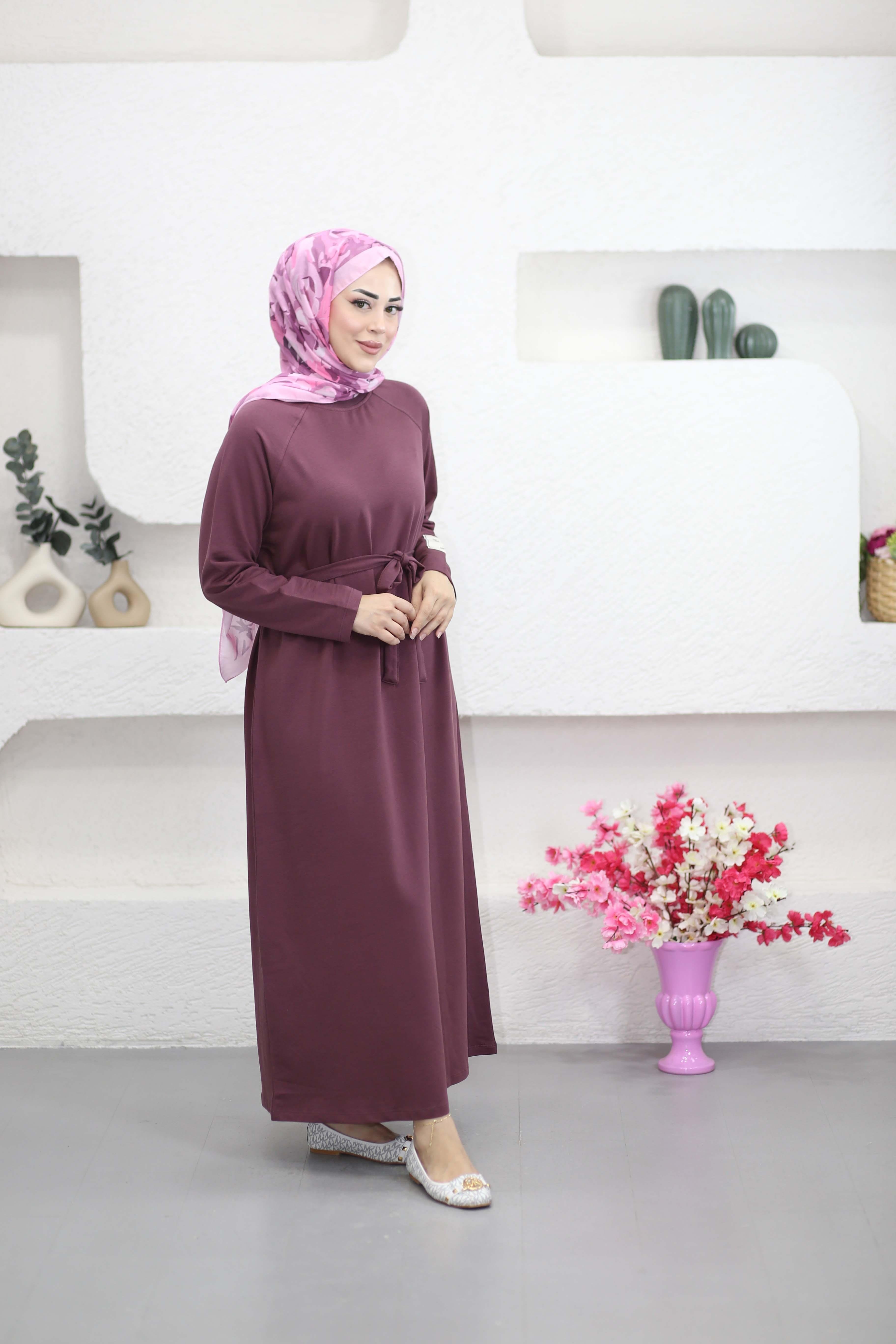 ETİKET DETAYLI ELBİSE - BORDO