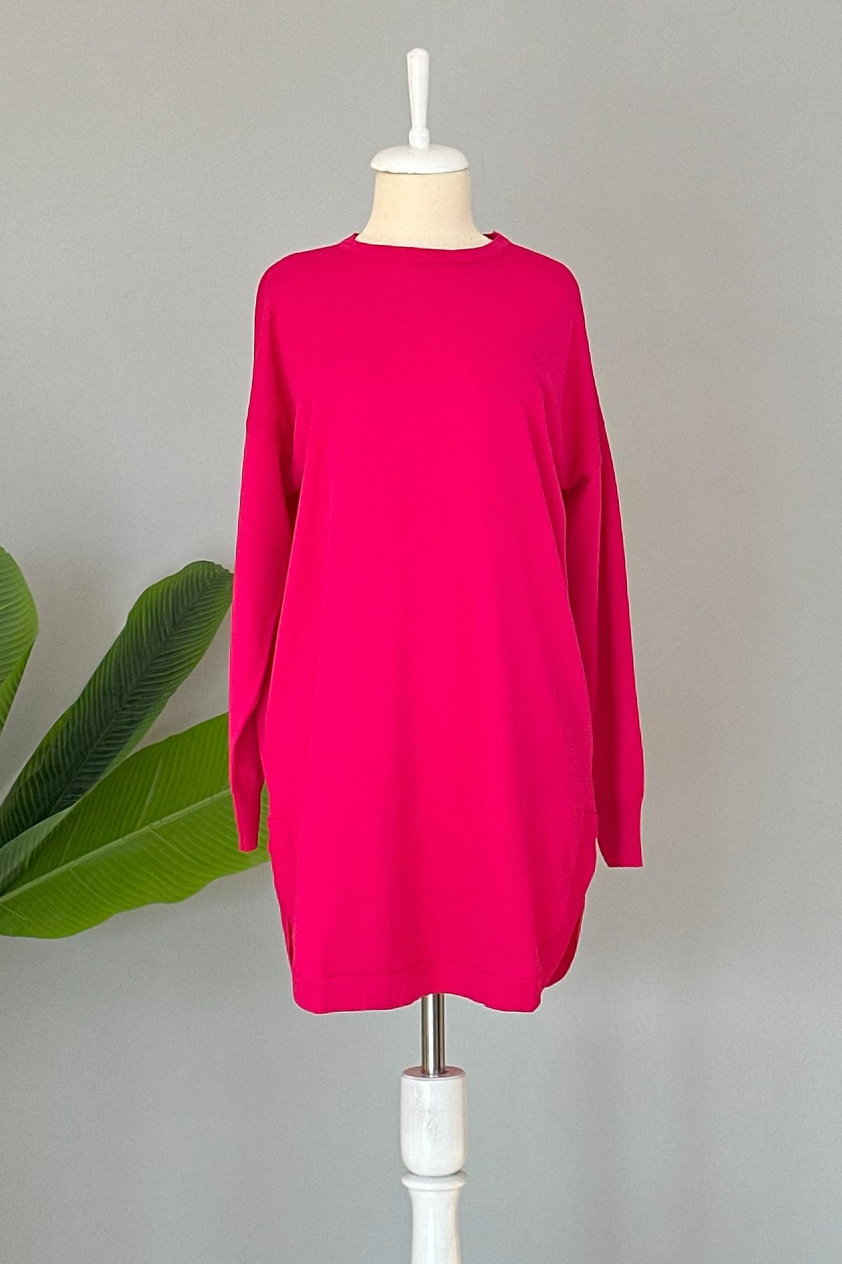 Nuss Merserize Oval Kesim Tunik 1200 Fuşya
