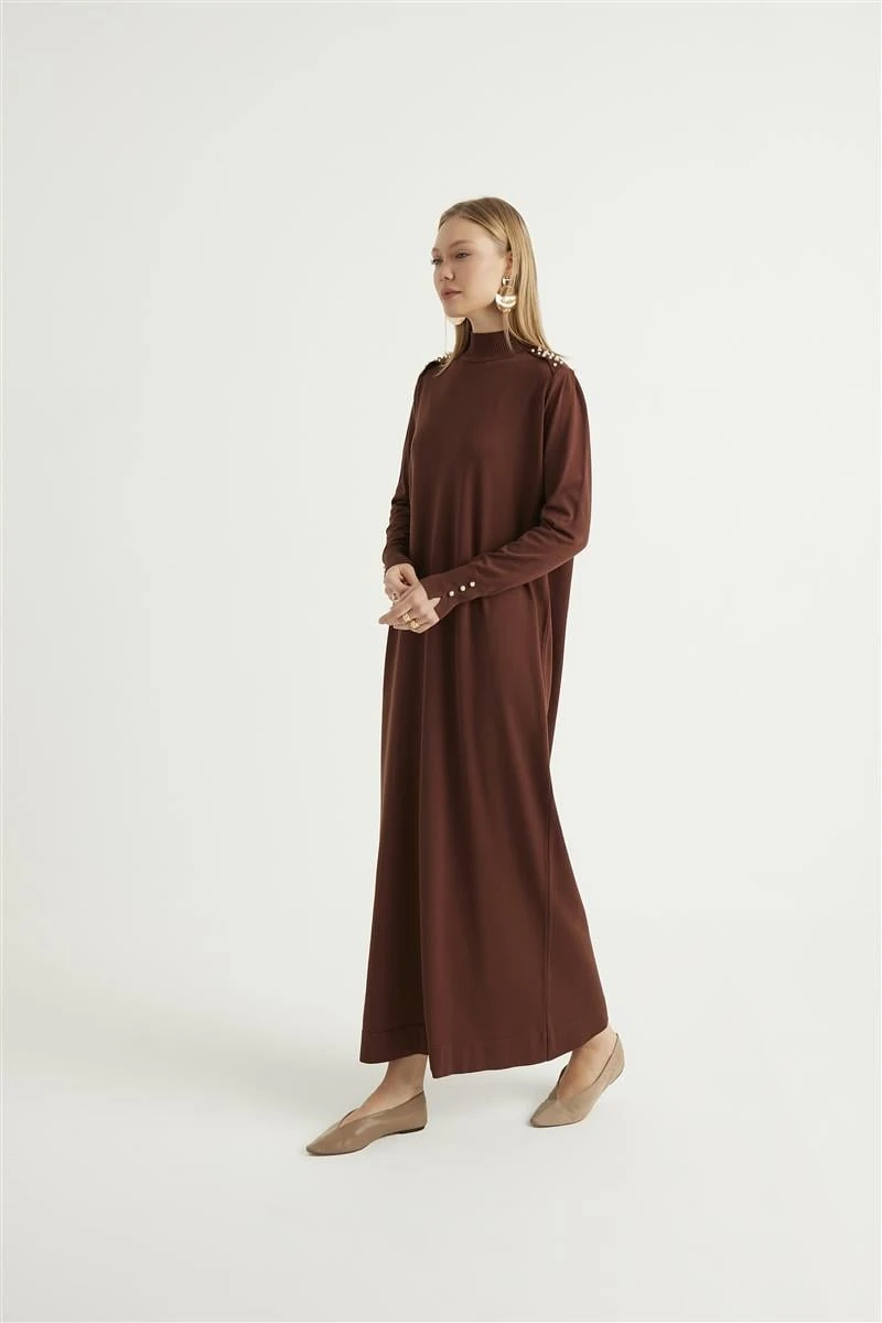 İncila Elbise-Kahverengi