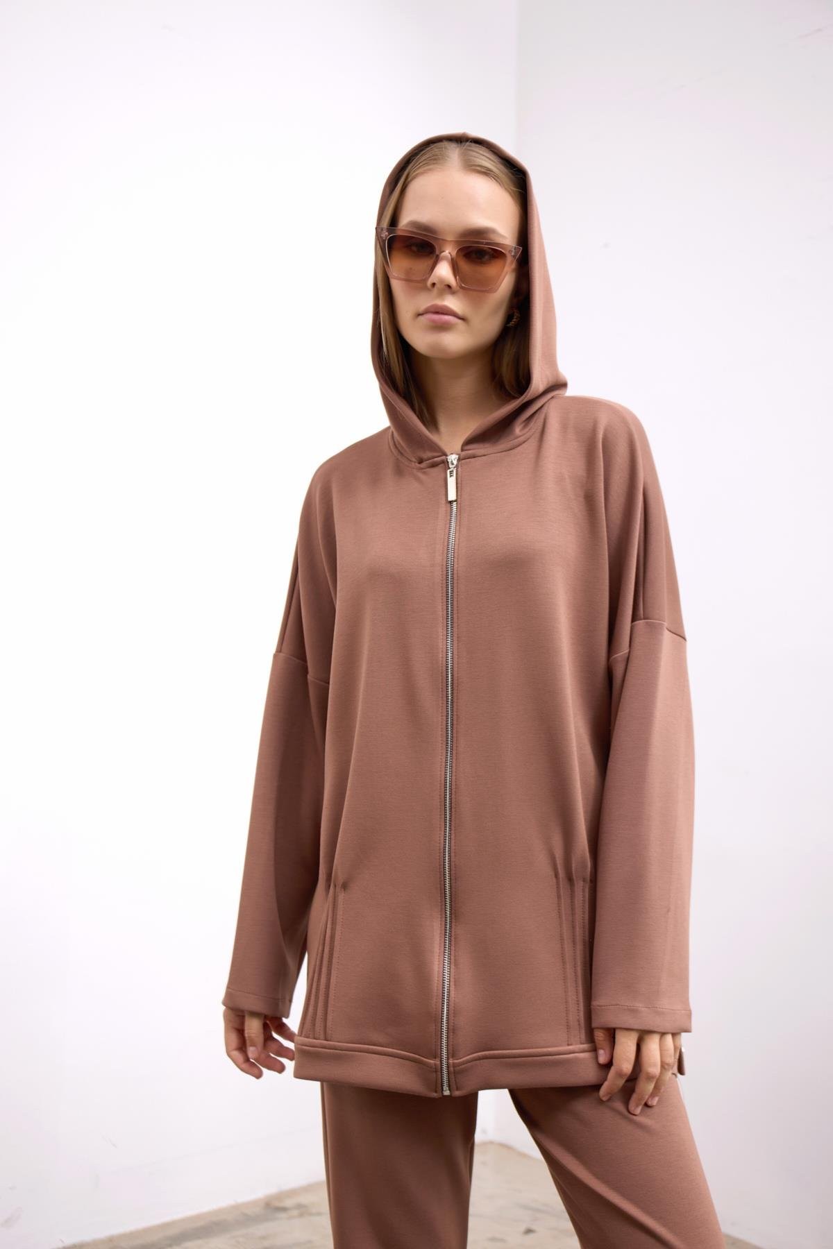 Piliseli Fermuarlı Takım-Camel