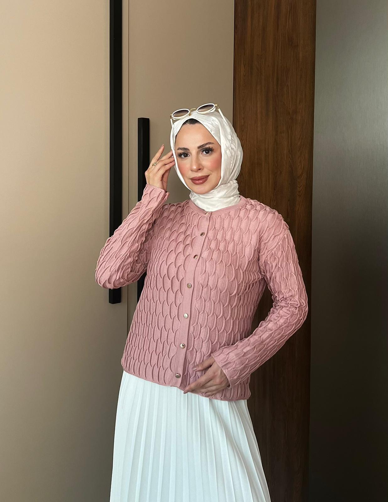 Bisiklet Yaka Hırka - PUDRA