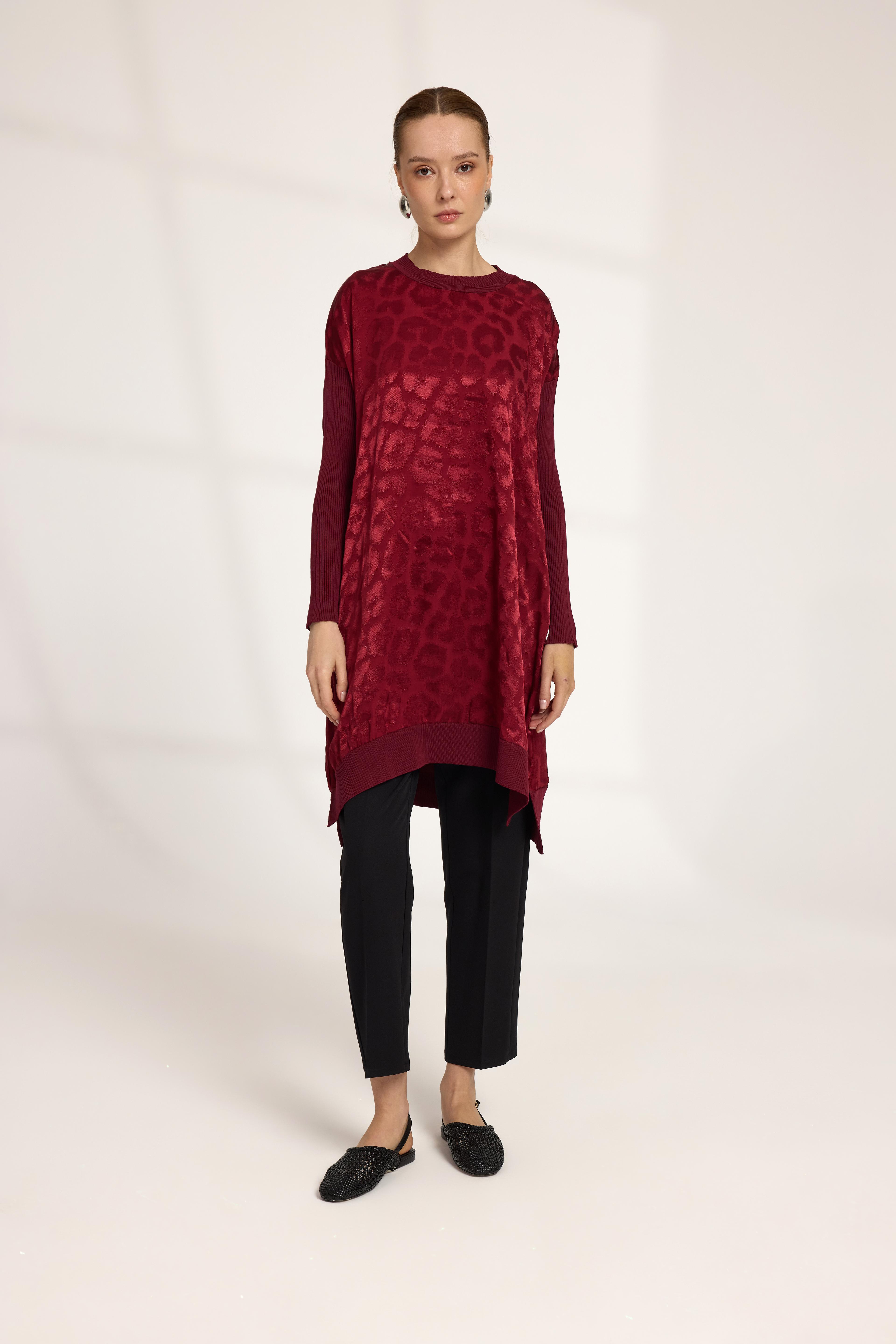 LEOPAR TUNİK BORDO