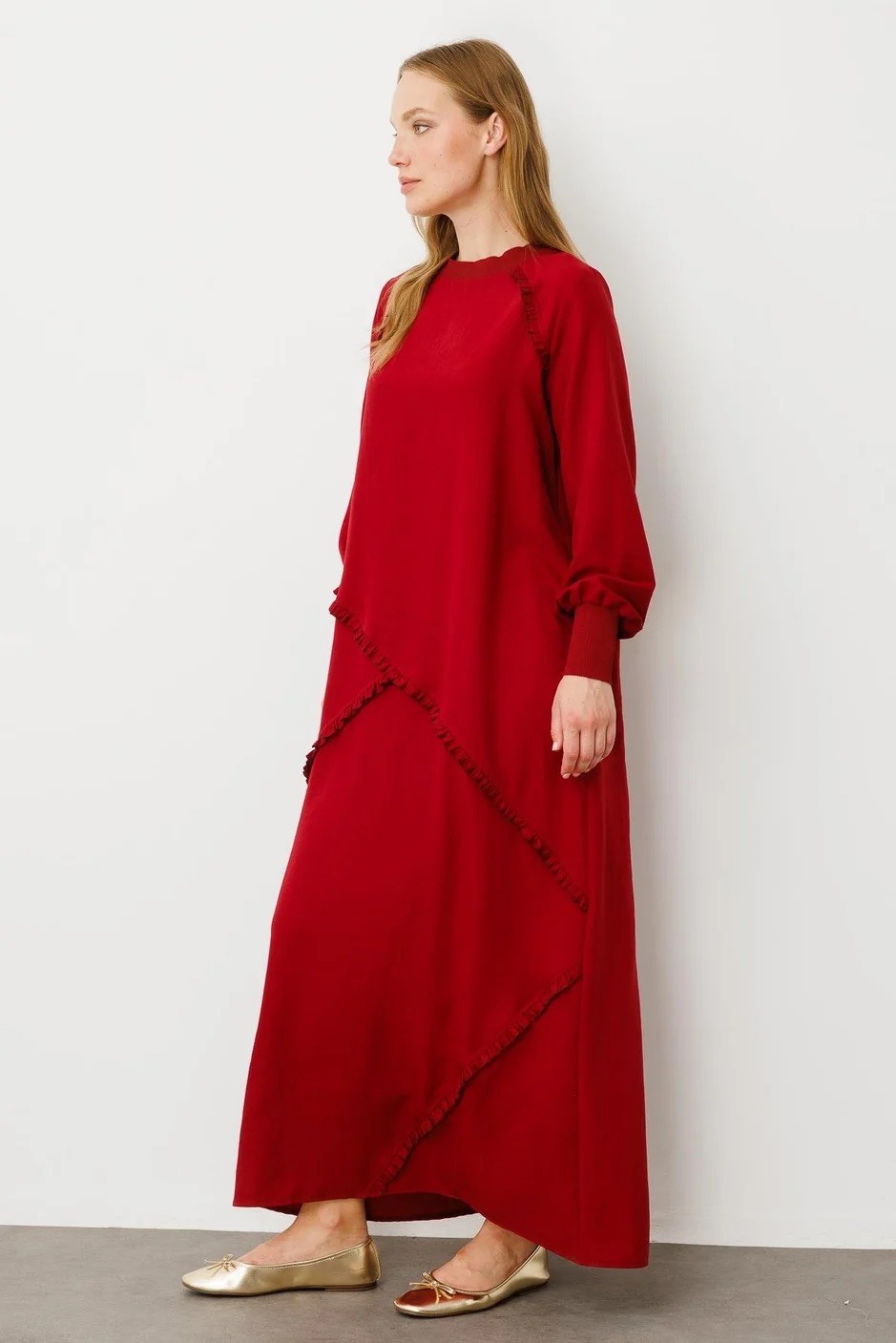 RİBANA ELBİSE bordo