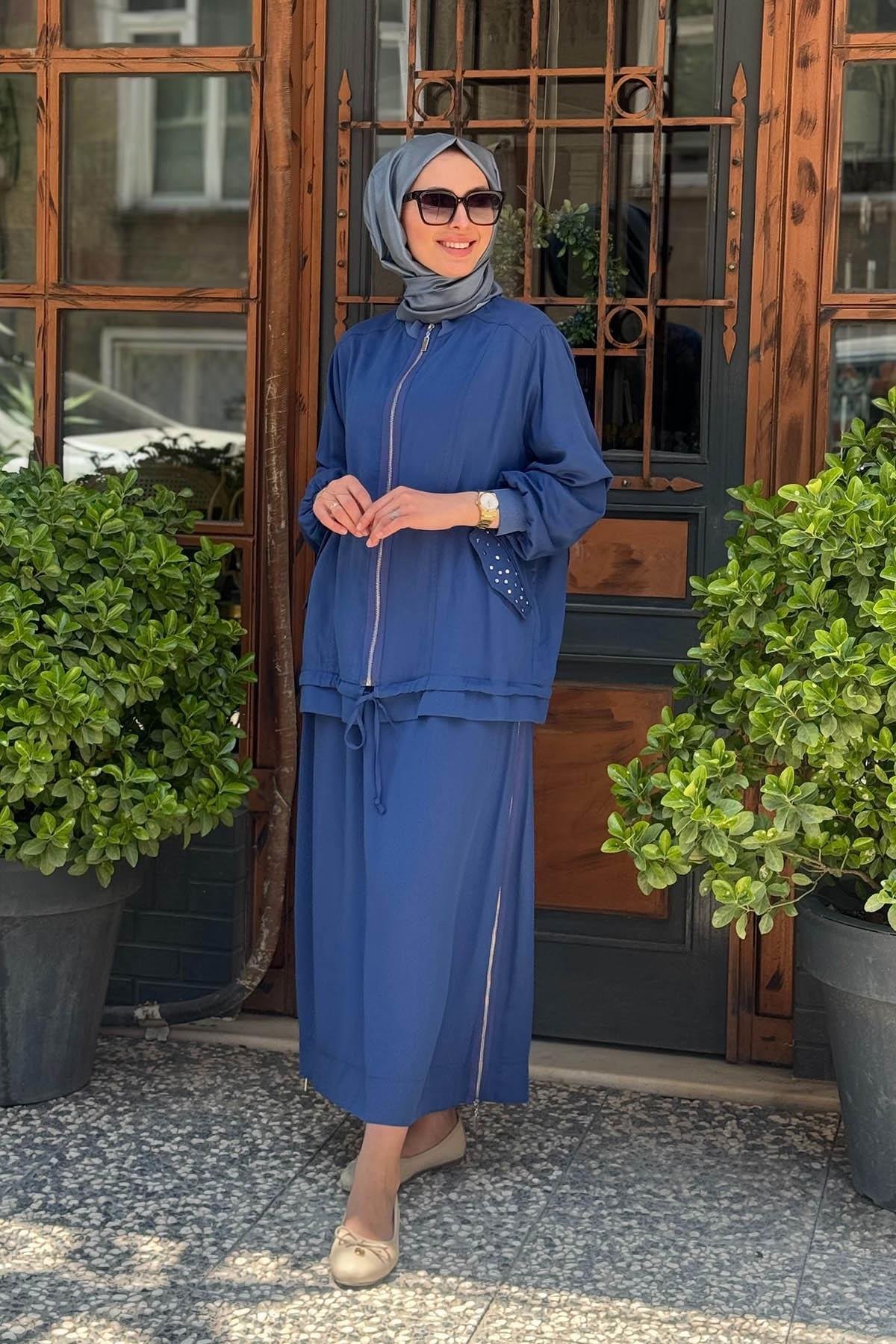 nurcan çetin 25411 etekli takım - indigo
