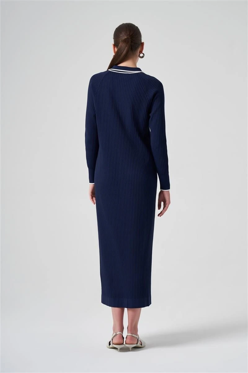 Polo Yaka Nus Elbise-Lacivert