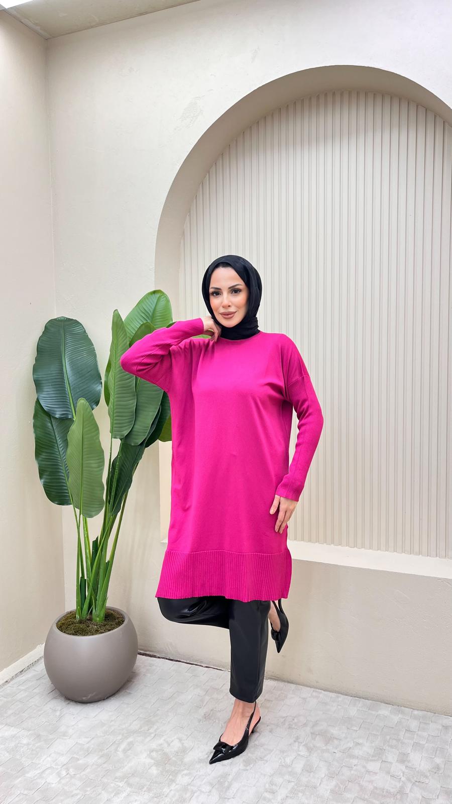 Uzun Merserize Tunik  - MOR