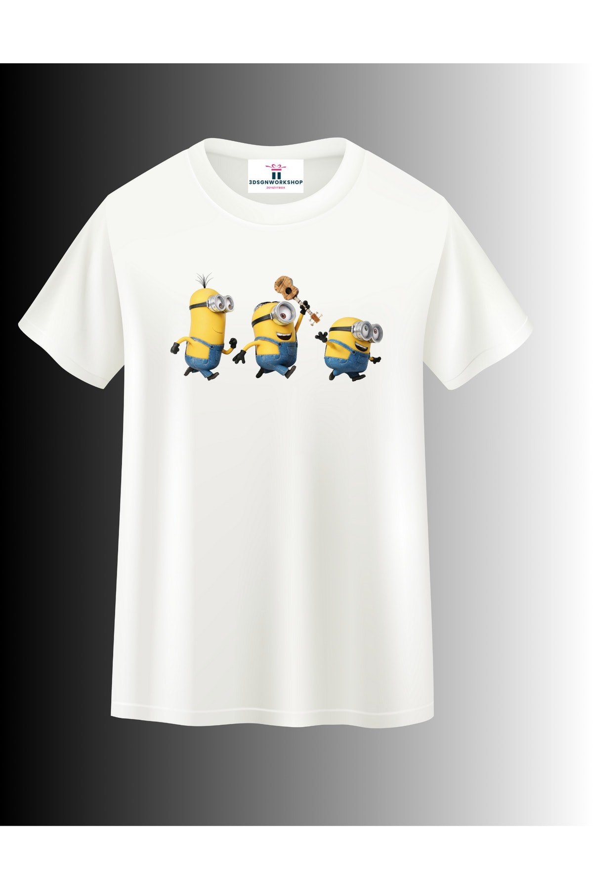 Çizgi Film Karakteri Minions Tasarım T-shirt(,Hediye,Paketi Yapılır,Not Yazılır)
