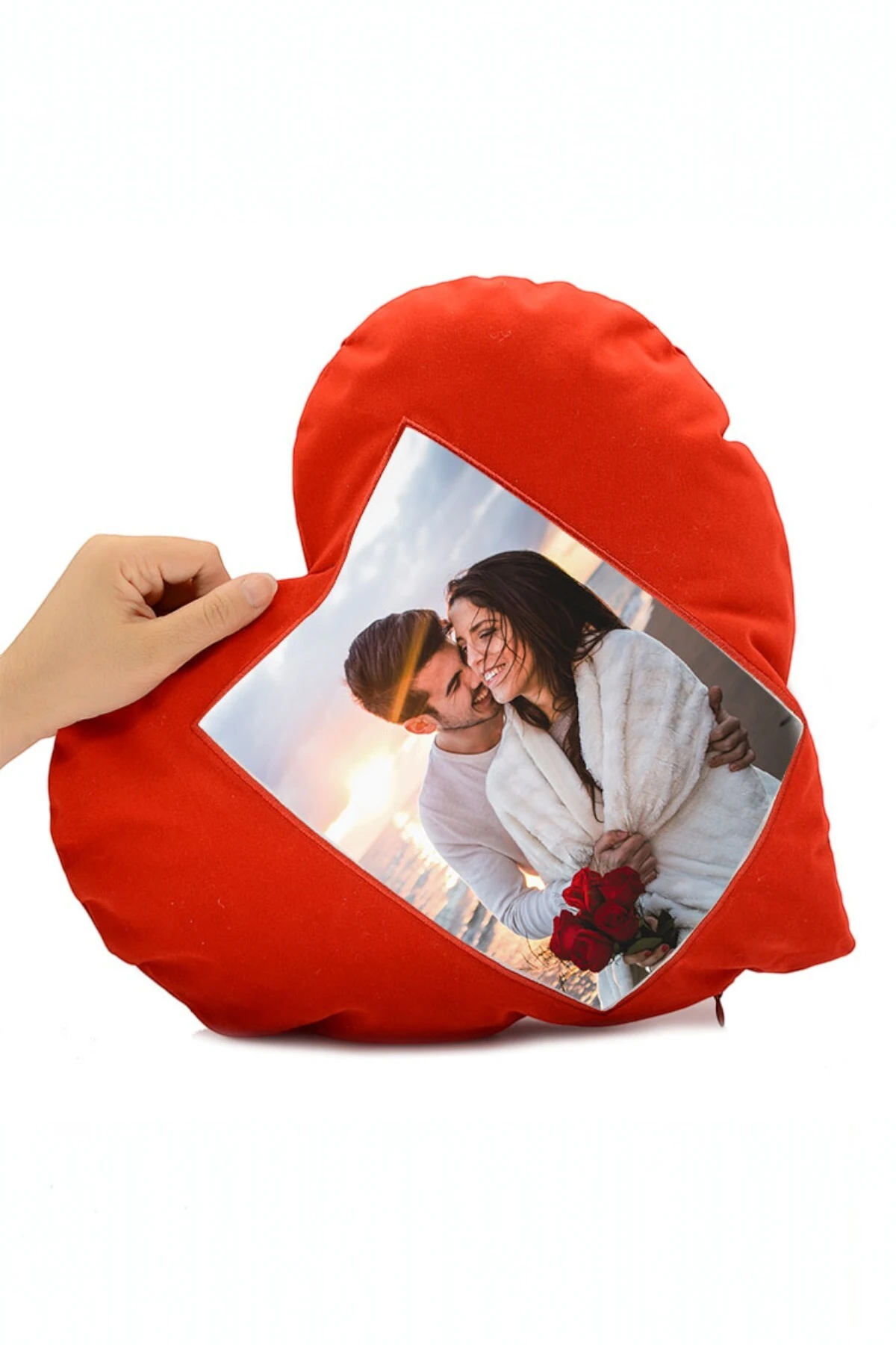 Kişiye Özel Tasarlanabilir Kırmızı Kalp Yastık ,40cm Çap (,Hediye,Paketi Yapılır,Not Yazılır)