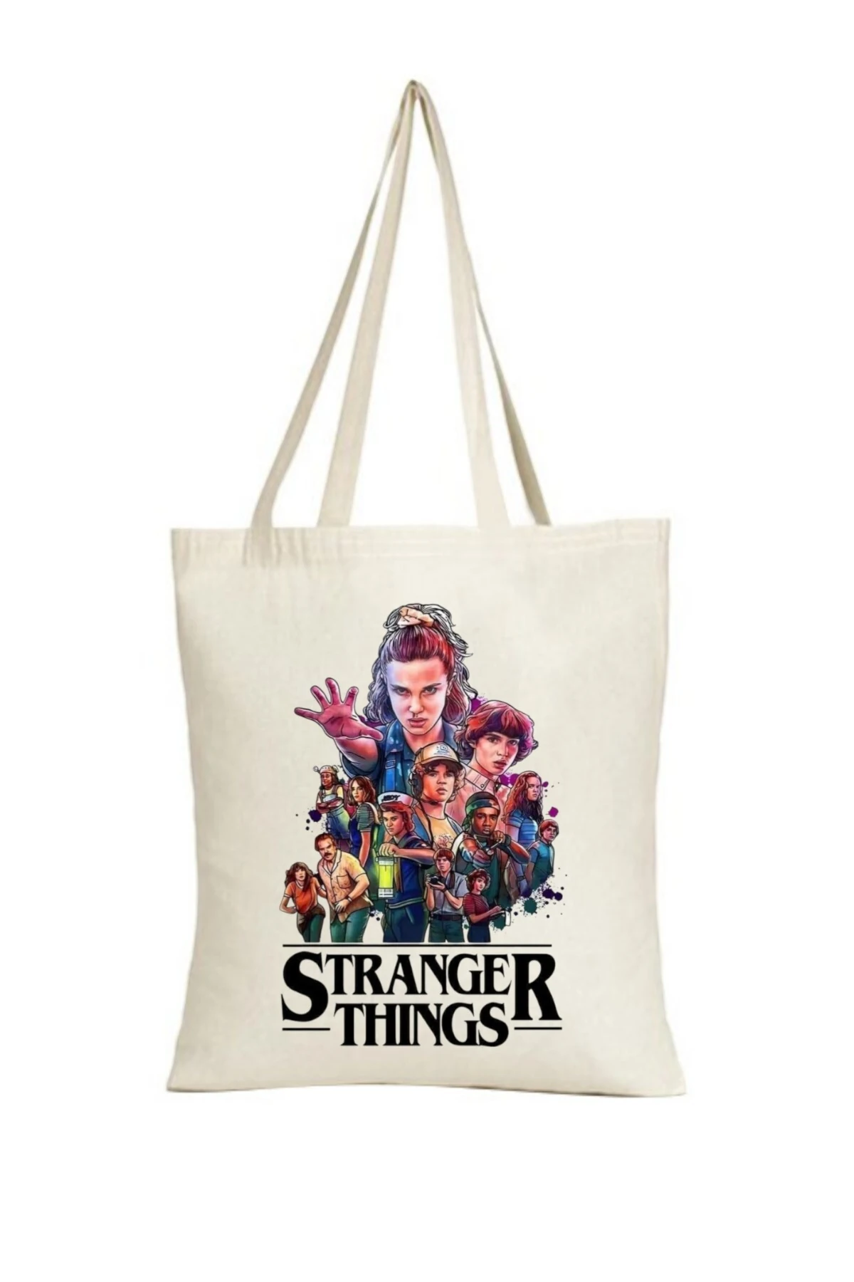 Film Konsept Stranger Things Tasarımlı Keten Askılı Bez Çanta(,Hediye,Paketi Yapılır,Not Yazılır)