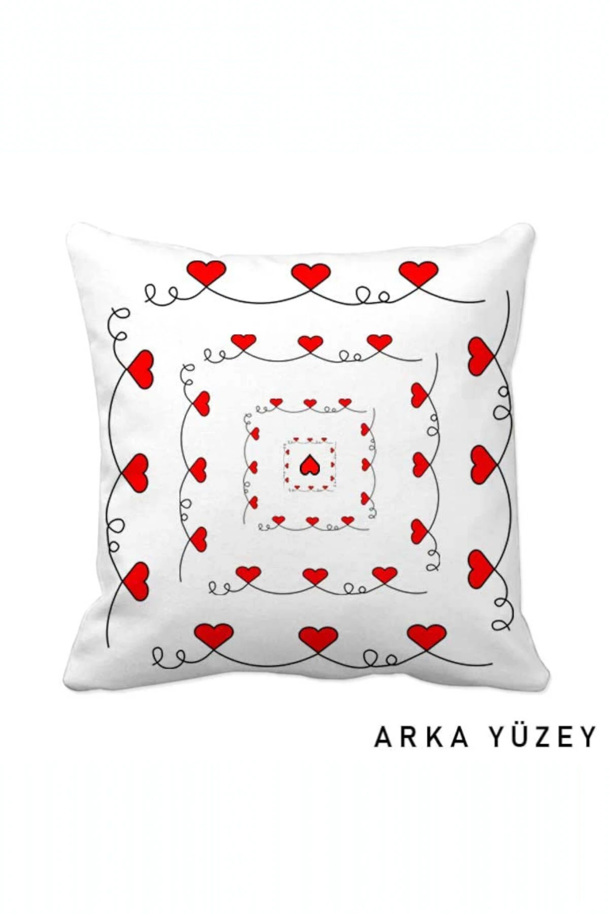 Kişiye Özel Tasarlanabilir Kurdela Kalp Desenli Yastık*36x36,cm (,Hediye,Paketi Yapılır,Not Yazılır)