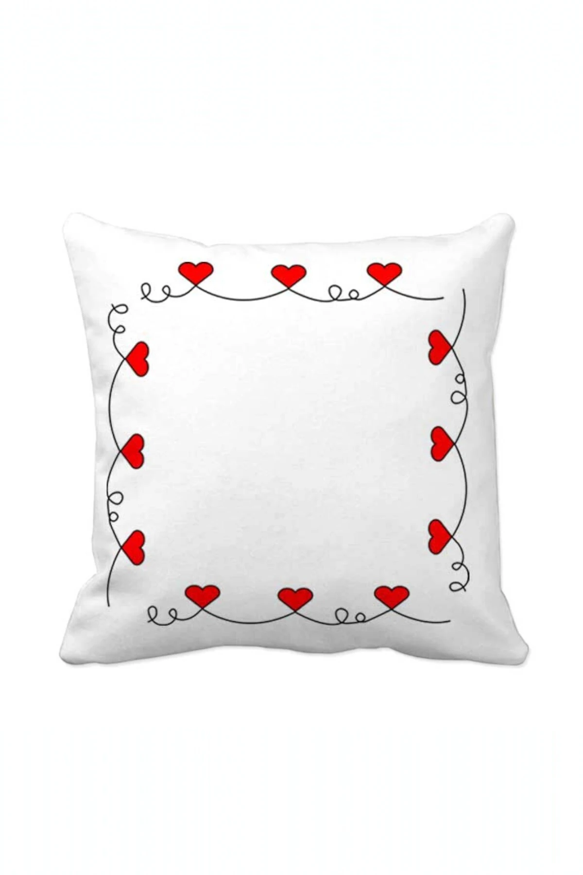 Kişiye Özel Tasarlanabilir Kurdela Kalp Desenli Yastık*36x36,cm (,Hediye,Paketi Yapılır,Not Yazılır)
