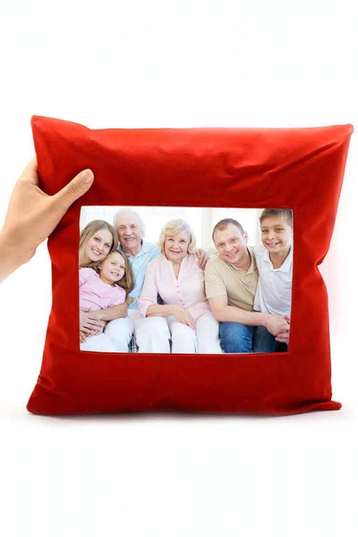 Kişiye Özel Tasarlanabilir Kırmızı Süet Yastık (,Hediye,Paketi Yapılır,Not Yazılır)