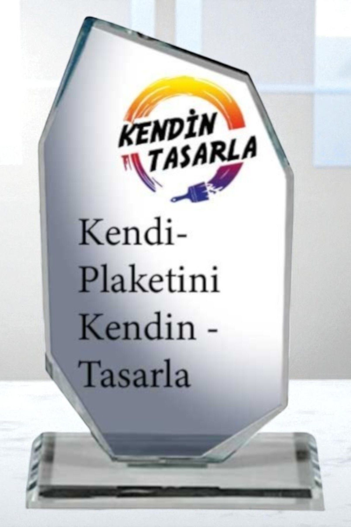Kişiye Özel Sekizgen Kristal Cam Plaket 12x20cm (Premium,Hediye Kutusunda, Not Yazılabilir)