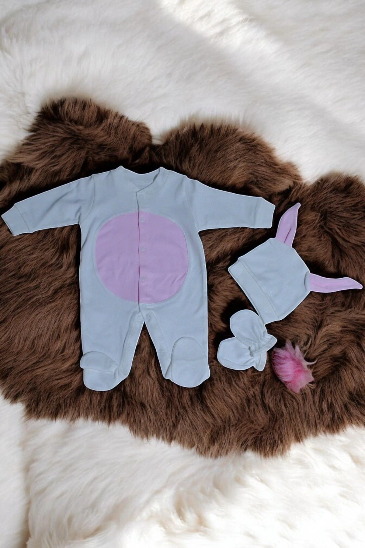 Kişiselleştirilebilir İsimli Tavşan Tulum Set