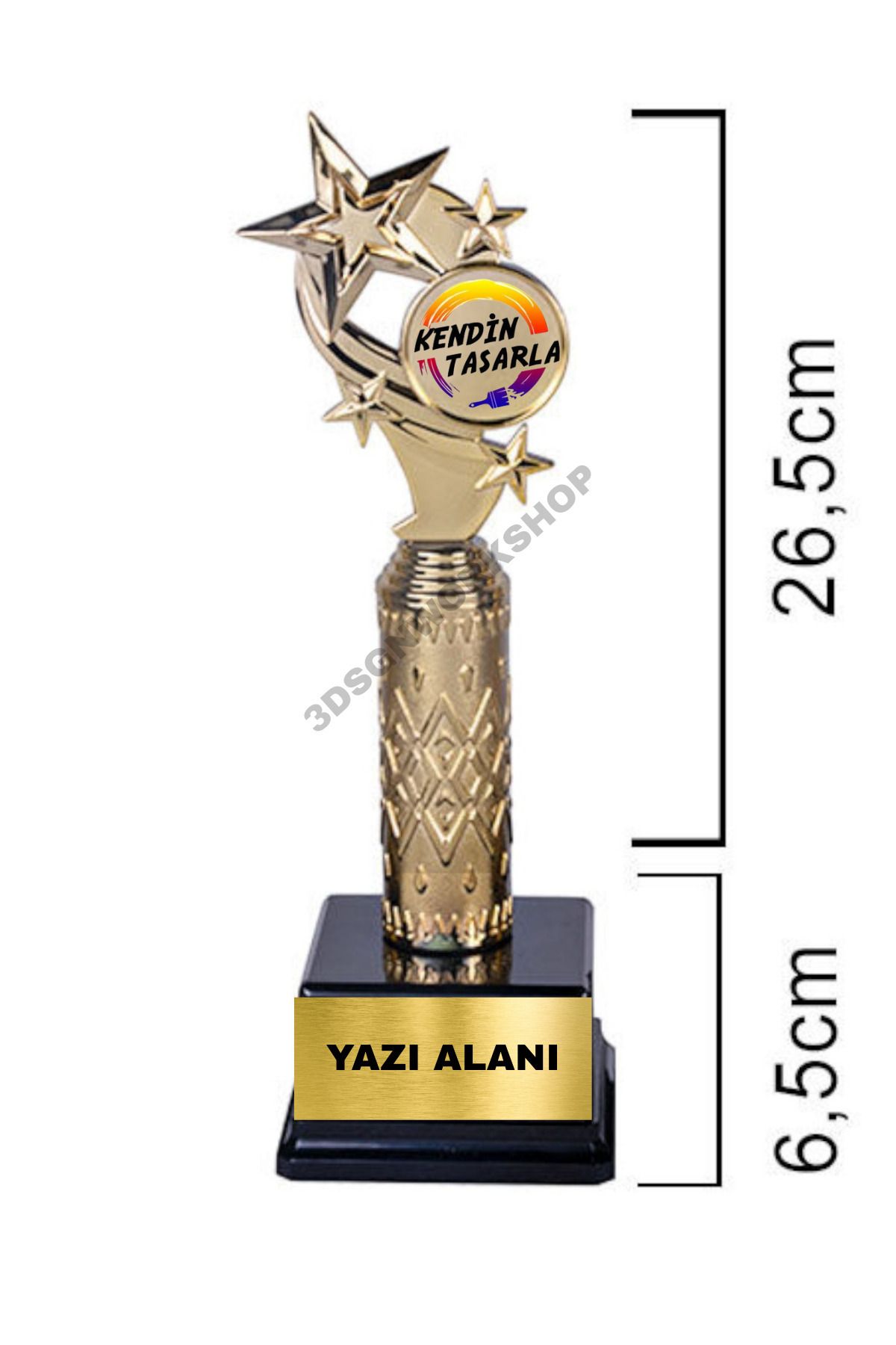 Kişiselleştirilebilir Yıldız Temalı Ödül Kupası 1 Adet 33 cm ( Not Yazılabilir)