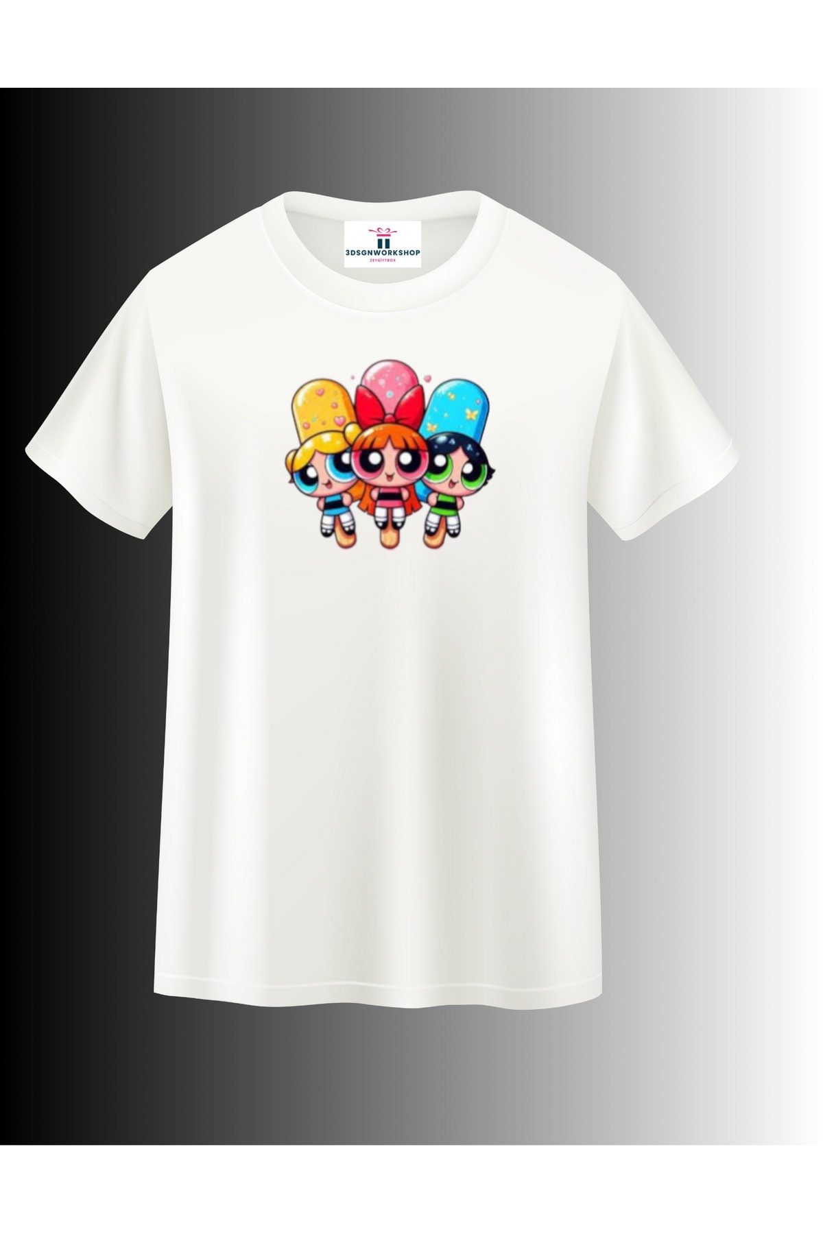 Çizgi Film Karakteri Powerpuff Girls Tasarım T-shirt(,Hediye,Paketi Yapılır,Not Yazılır)