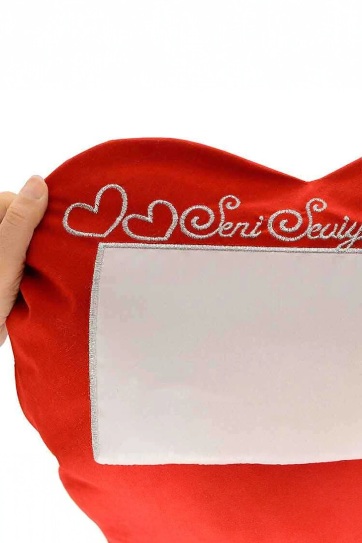 Kişiye Özel Tasarlanabilir Kırmızı Kalp Yastık 43x42cm Çap (,Hediye,Paketi Yapılır,Not Yazılır)