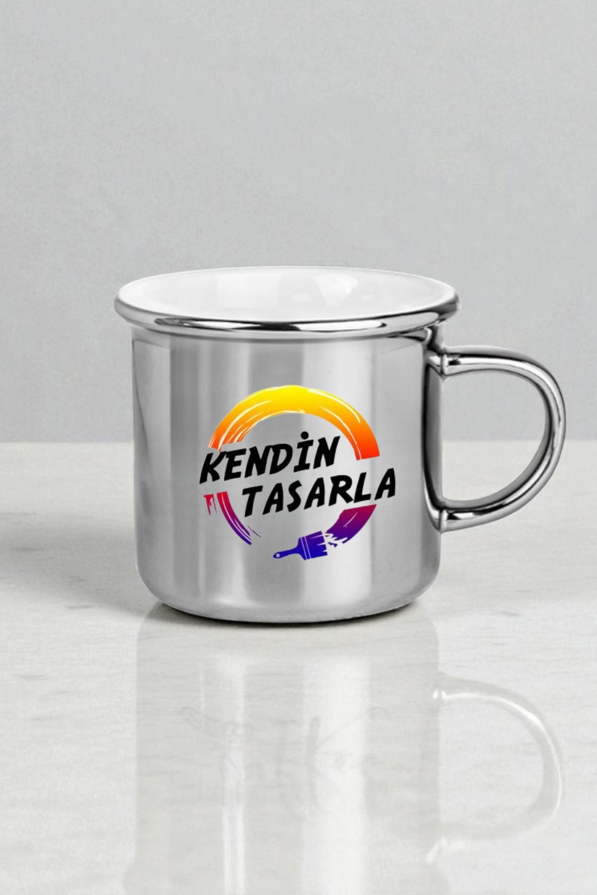 Kişiye Özel,Hediye Kutulu Gümüş Renk Kupa Bardak (NOT YAZILABİLİR)