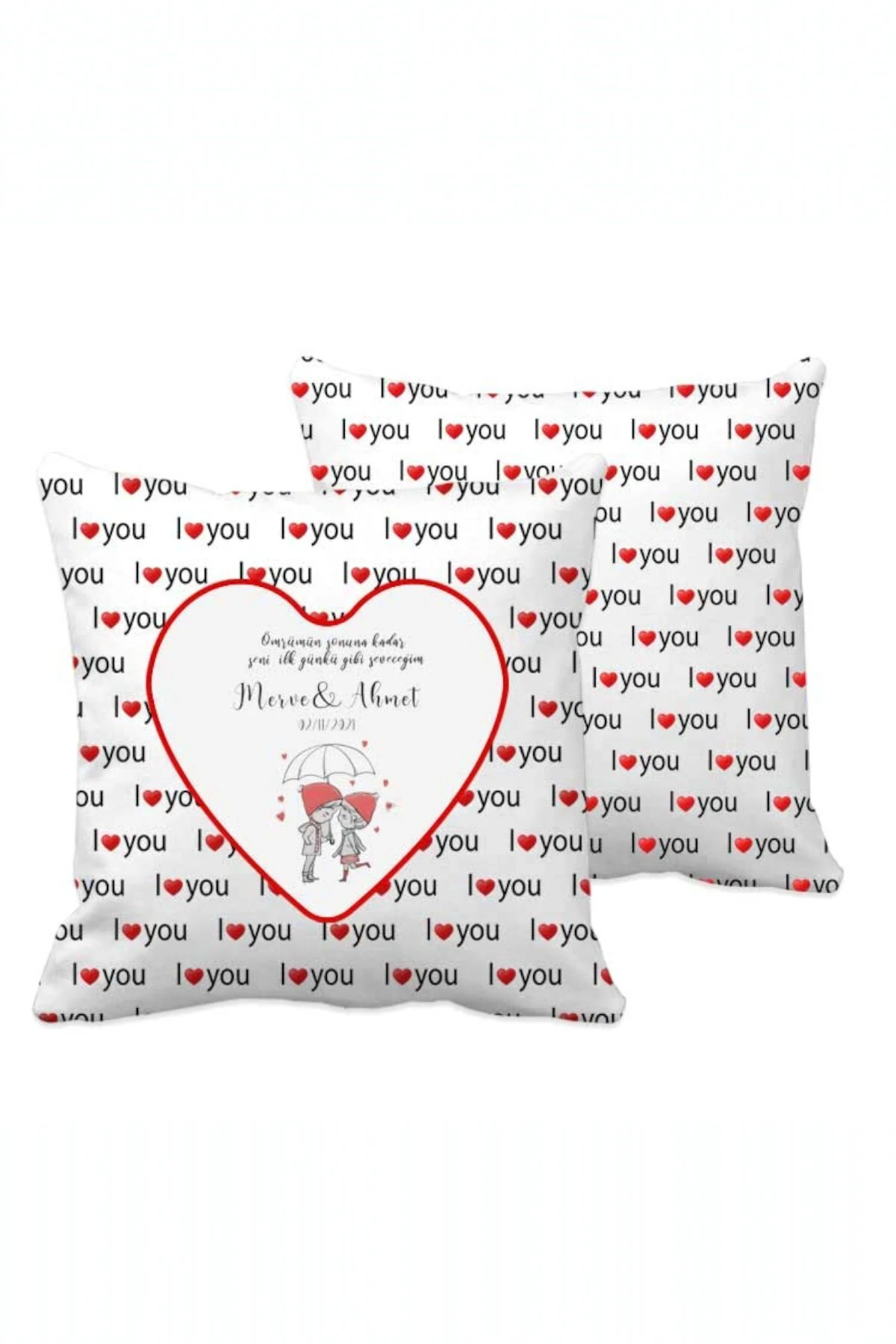 Kişiye Özel Tasarlanabilir I love You Temalı Yastık*36x36,cm (,Hediye,Paketi Yapılır,Not Yazılır)