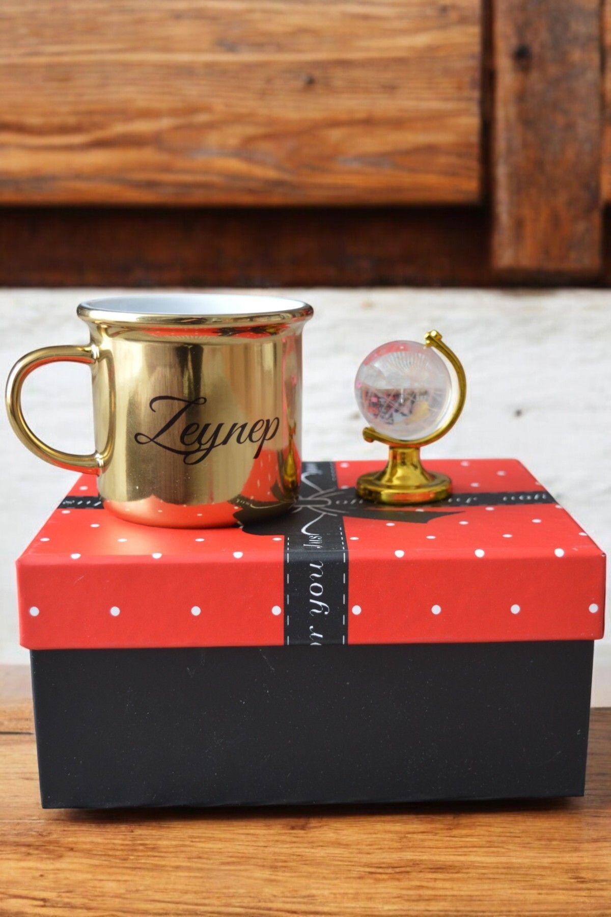 Kişiye Özel Isimli Gold Kupalı Set ( Premium Kutusunda)