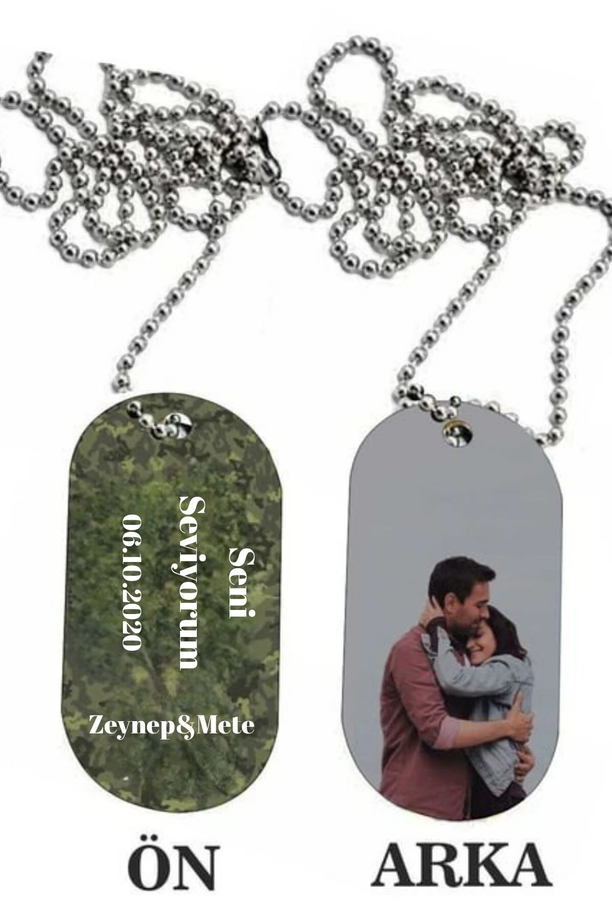 Kişiye Özel Tasarlanabilen Çift Taraflı Asker Künyesi (,Hediye,Paketi Yapılır,Not Yazılır)