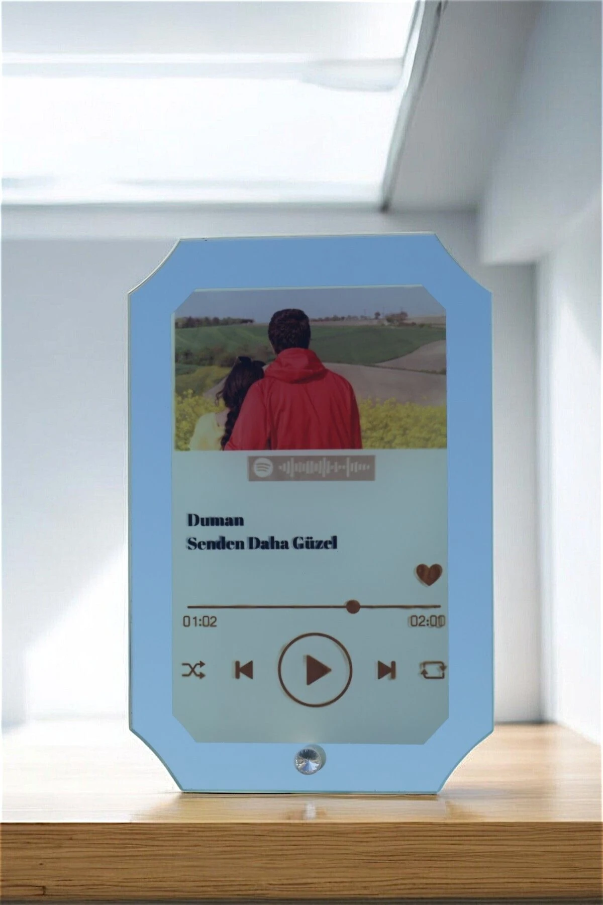 Kişiye Özel Spotify Barkodlu Kendin Tasarla Fotoğraflı Büyük Boy Cam Çerçeve Temalı Hediye Seti