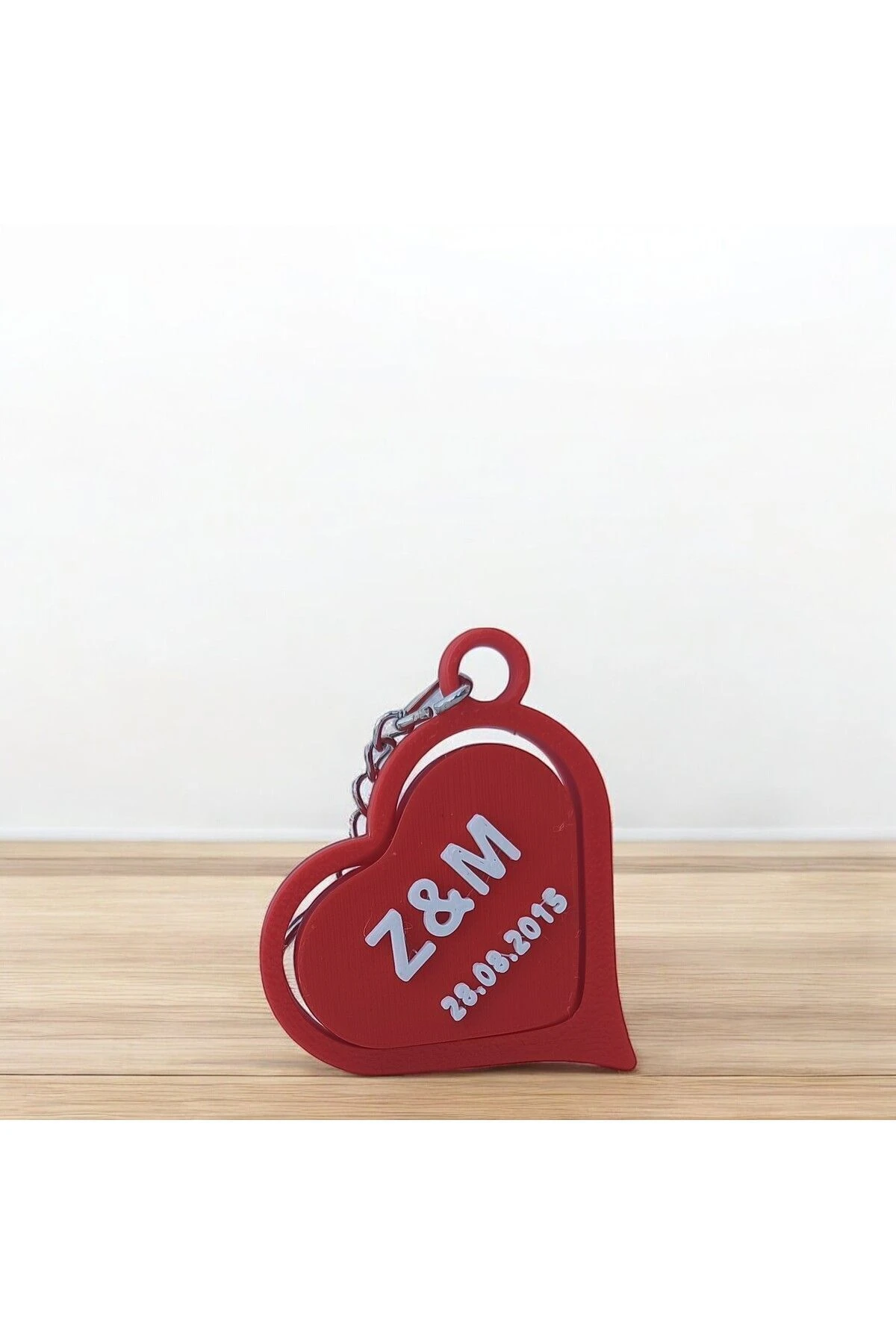 Kişiye Özel Kalp Tasarımlı Dönen Anahtarlık (ÖZELLEŞTİRİLEBİLİR)