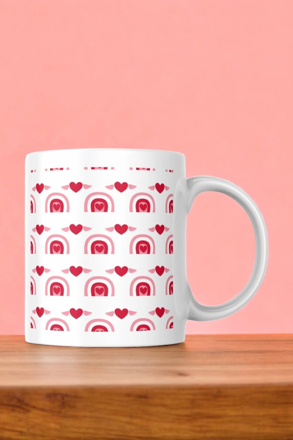 Kupa Kalp Desen (,Hediye Kutusunda,Not Yazılabilir)