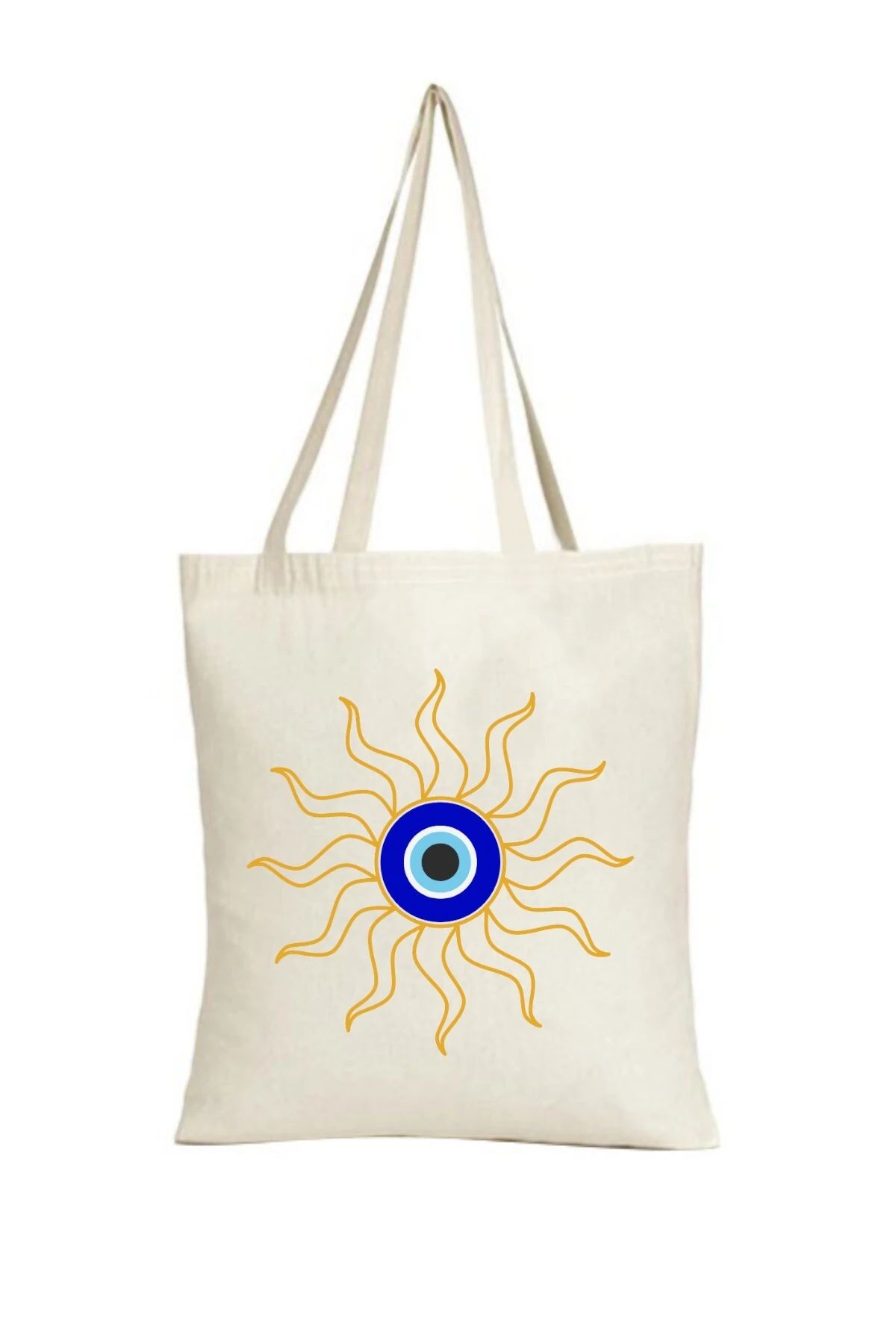 Nazar Boncuğu Tasarımlı Keten Askılı Bez Çanta(,Hediye,Paketi Yapılır,Not Yazılır)