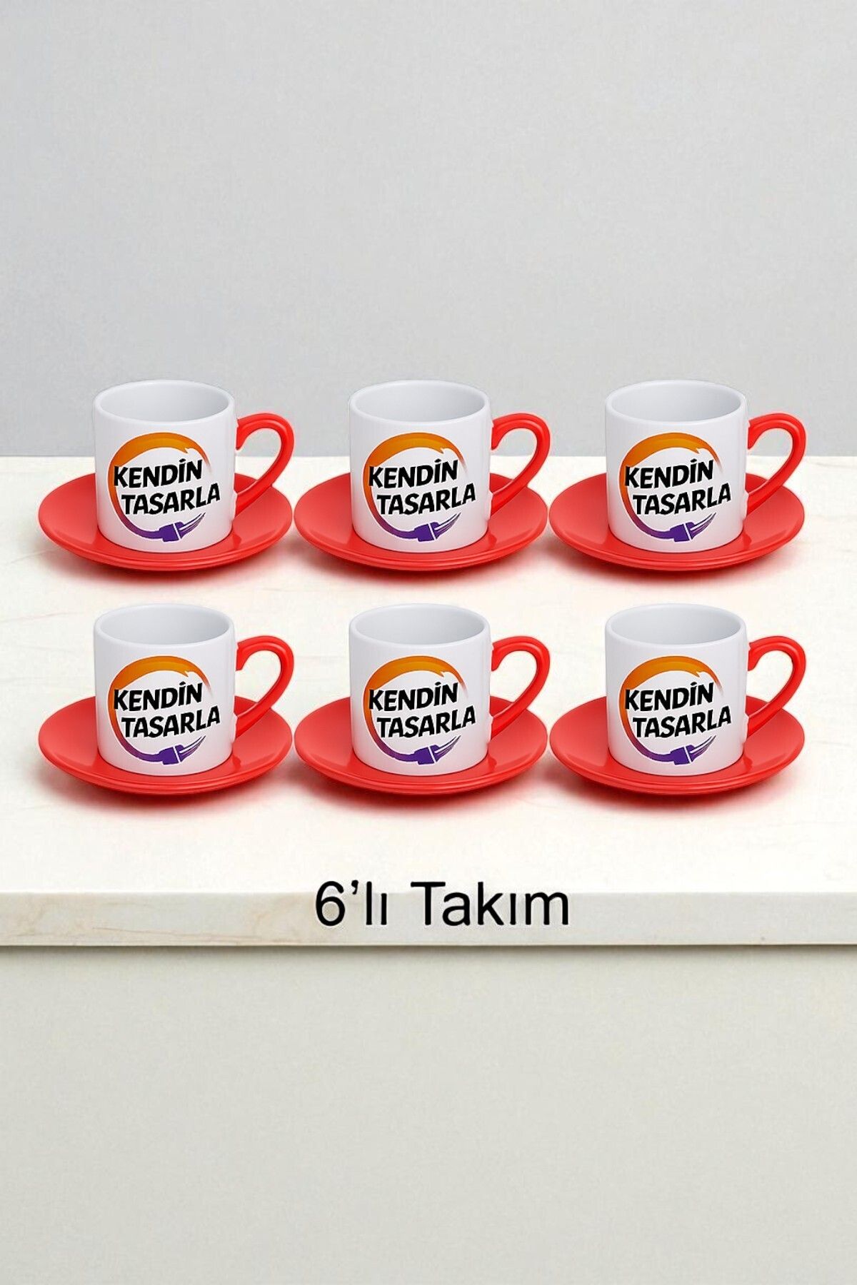 KİŞİYE ÖZEL 6 LI KIRMIZI KLASİK KULP FİNCAN TAKIMI (Premium,Hediye Kutusunda,NOT YAZILABİLİR)