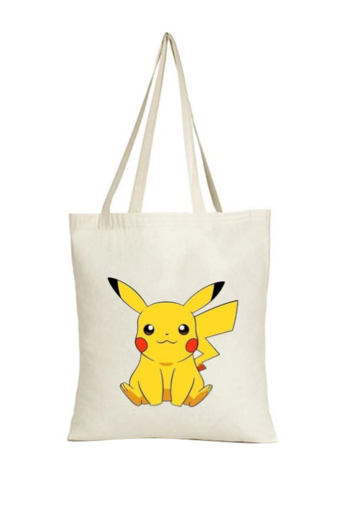 Çizgi Film Konsept Pikachu Tasarımlı Keten Askılı Bez Çanta(,Hediye,Paketi Yapılır,Not Yazılır)