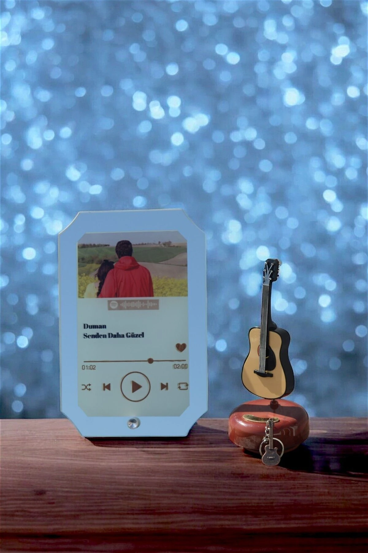 Kişiye Özel Spotify Barkodlu Kendin Tasarla Fotoğraflı Büyük Boy Cam Çerçeve Temalı Hediye Seti