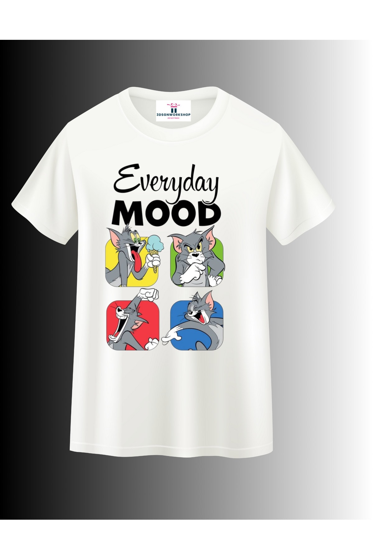 Çizgi Film Karakteri Tom Mood Tasarım T-shirt(,Hediye,Paketi Yapılır,Not Yazılır)