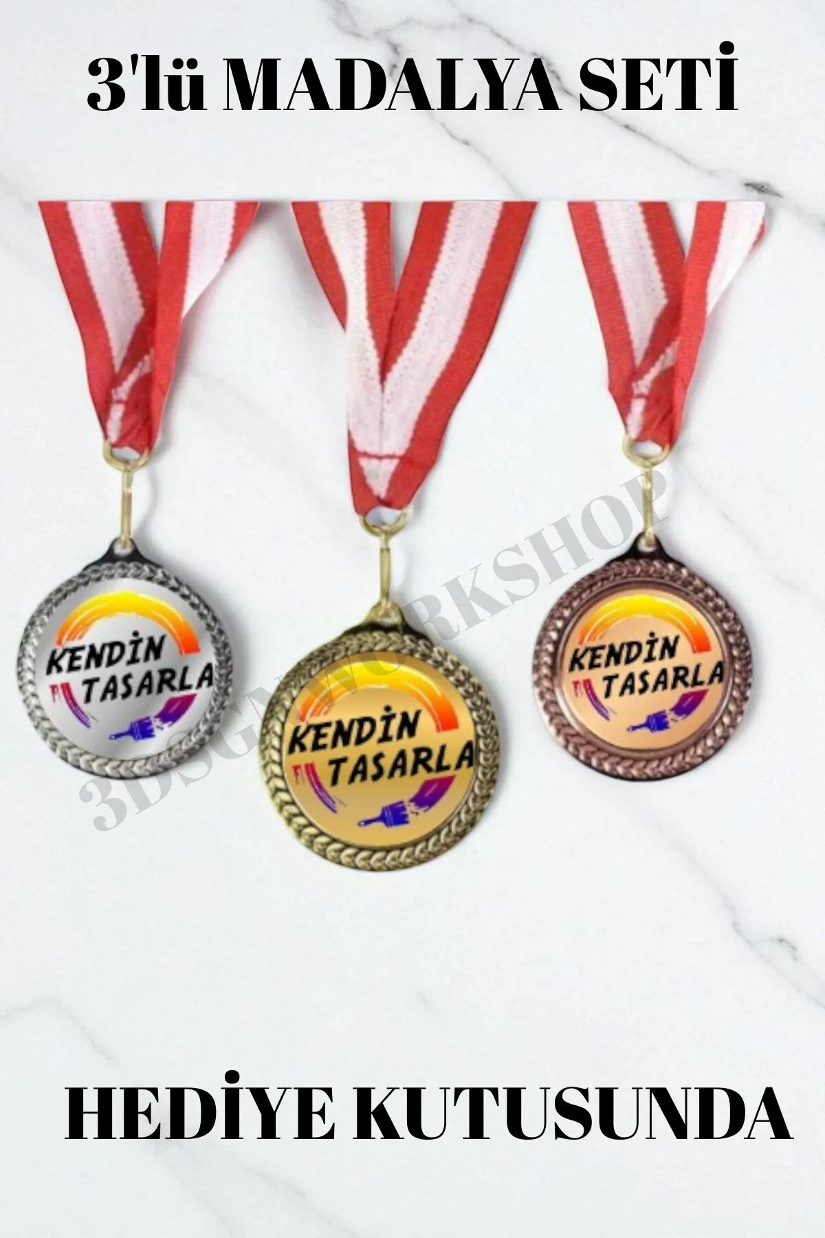 Kişiselleştirilebilir Klasik Madalya 3'lü Set (Hediye Kutulu, Not Yazılabilir)