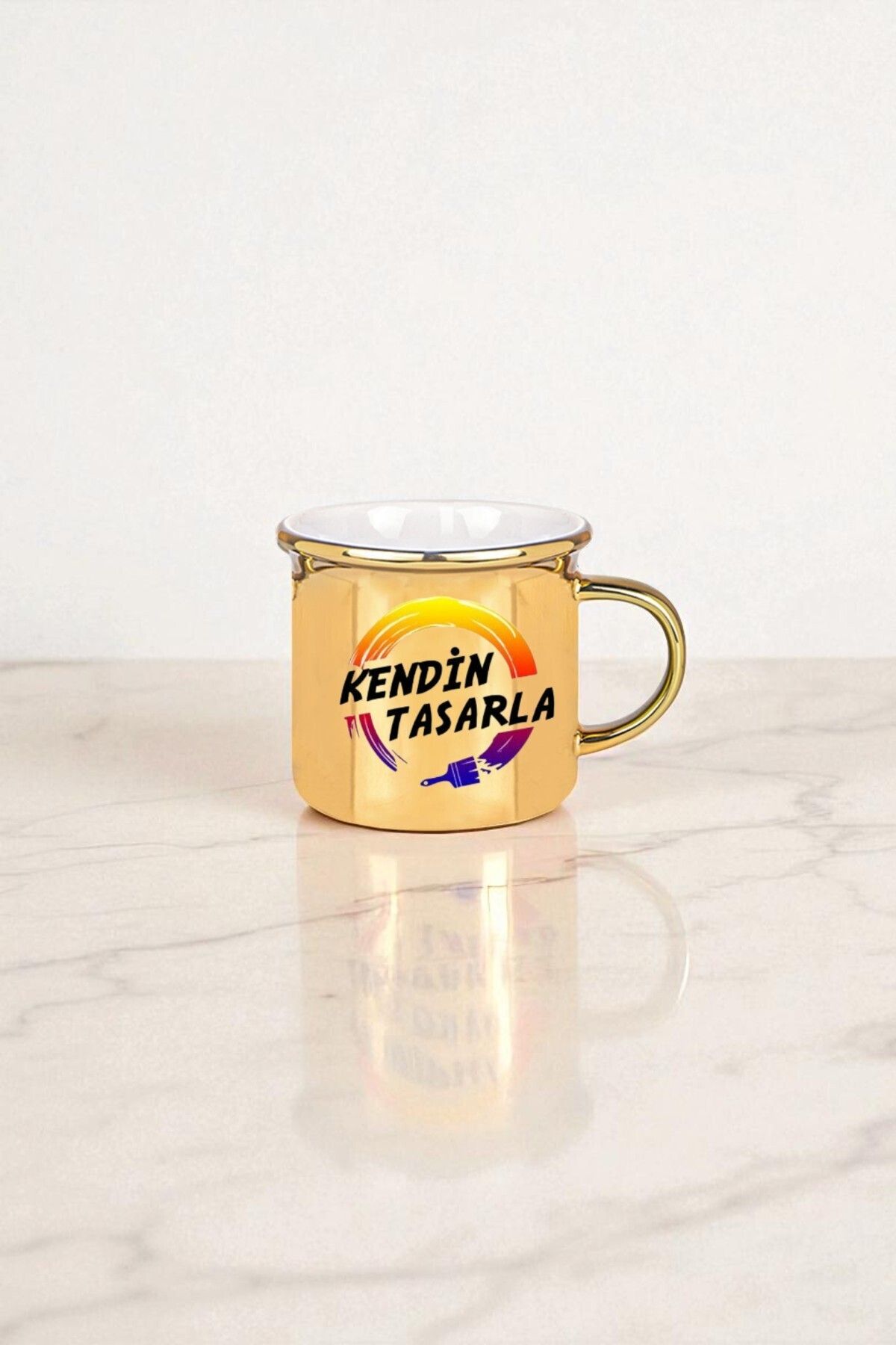 Kişiye Özel,Hediye Kutulu Gold Renk Kupa Bardak (NOT YAZILABİLİR)