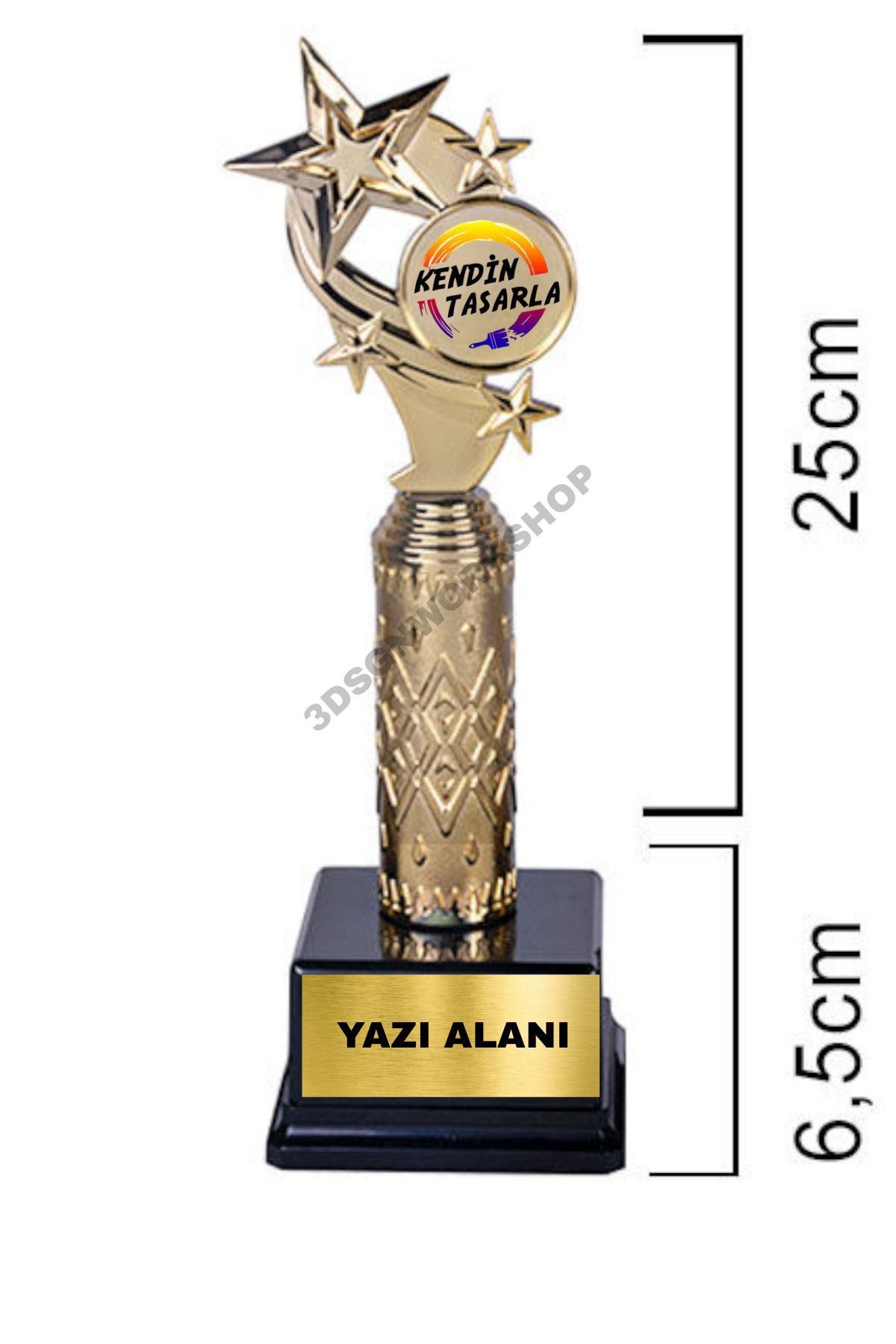 Kişiselleştirilebilir Yıldız Temalı Ödül Kupası 1 Adet 31,5 cm ( Not Yazılabilir)