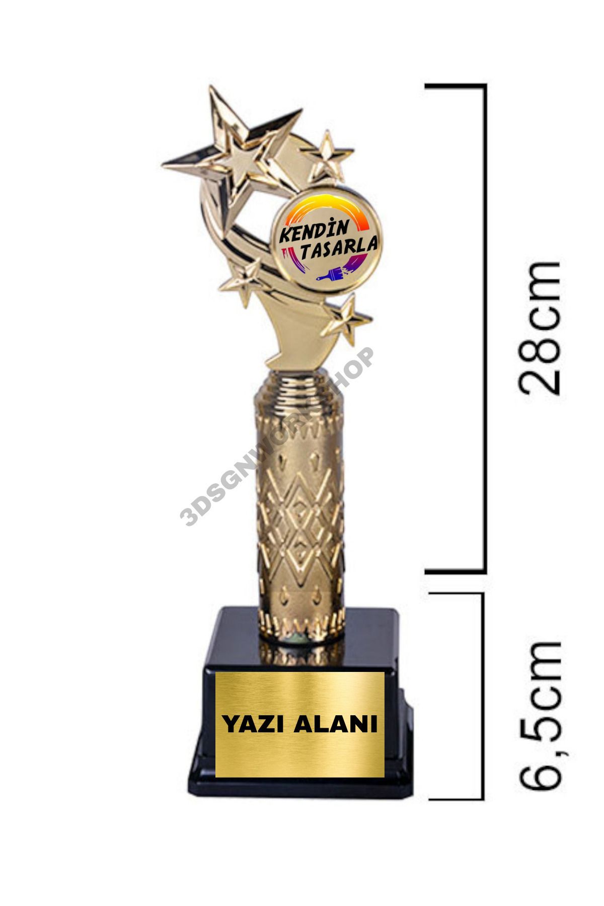 Kişiselleştirilebilir Yıldız Temalı Ödül Kupası 1 Adet 34,5cm (Not Yazılabilir)