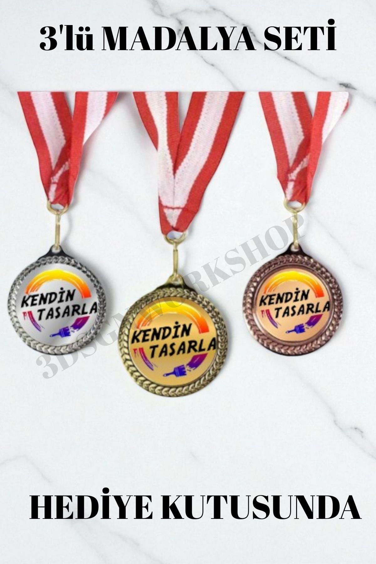 Kişiselleştirilebilir Klasik Madalya 3'lü Set (Hediye Kutulu, Not Yazılabilir)