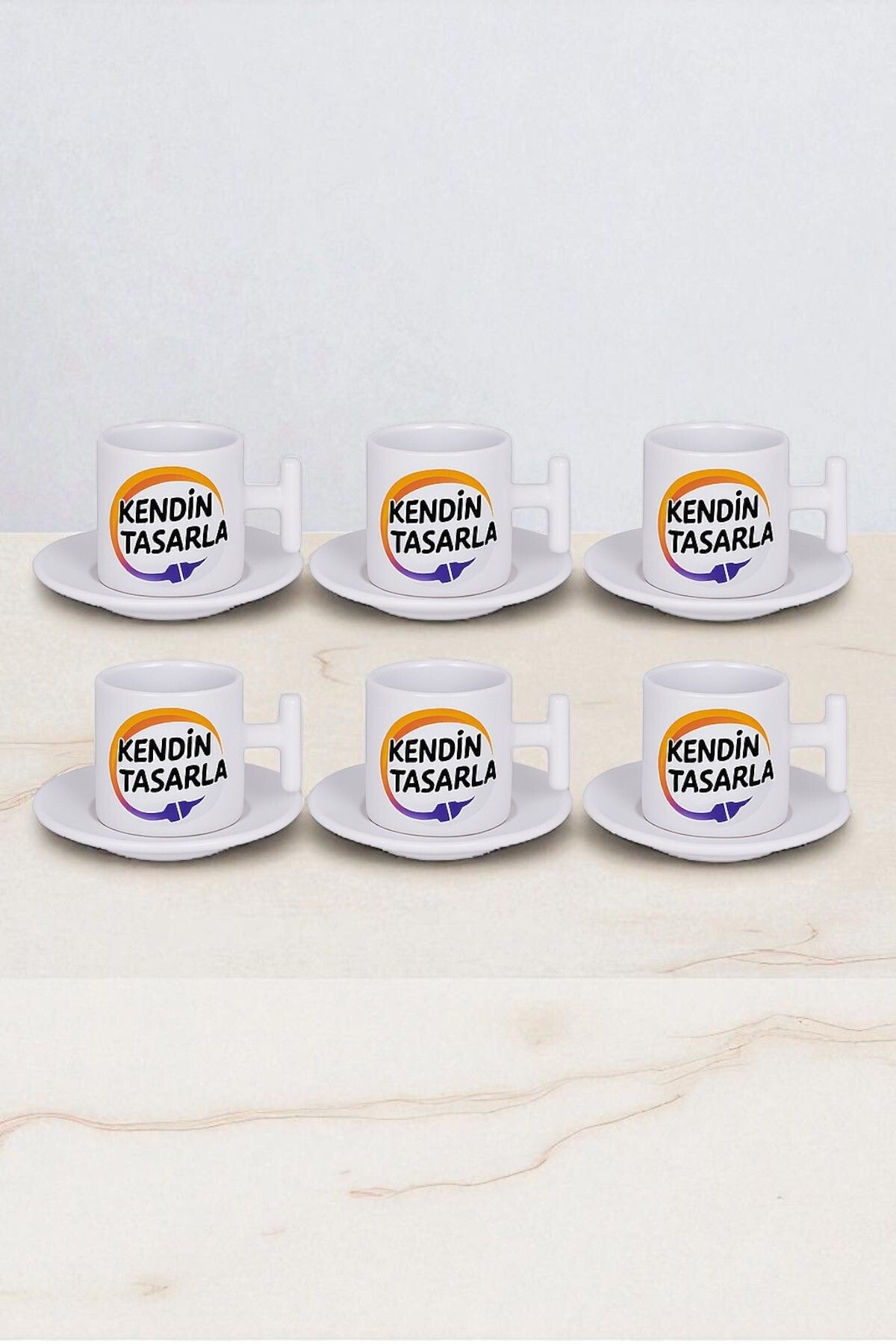 KİŞİYE ÖZEL 6 LI BEYAZ T KULP FİNCAN TAKIMI (Premium,Hediye Kutulu,NOT YAZILABİLİR)
