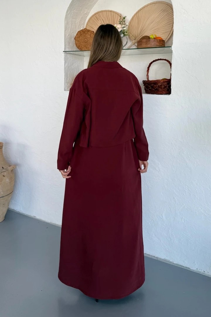 Ciela Kadın Askılı Bolero Maxi Bordo Elbise Takım – Yazlık Modal Rahatlık ve Zarif Şıklık