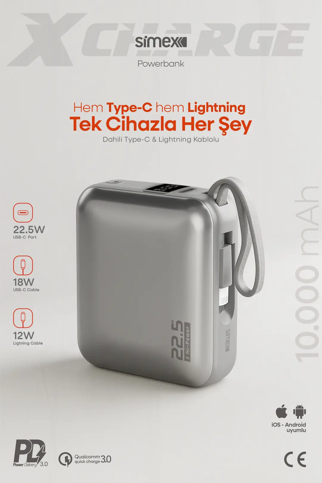 10000 mAh Taşınabilir Powerbank Simex X Charge
