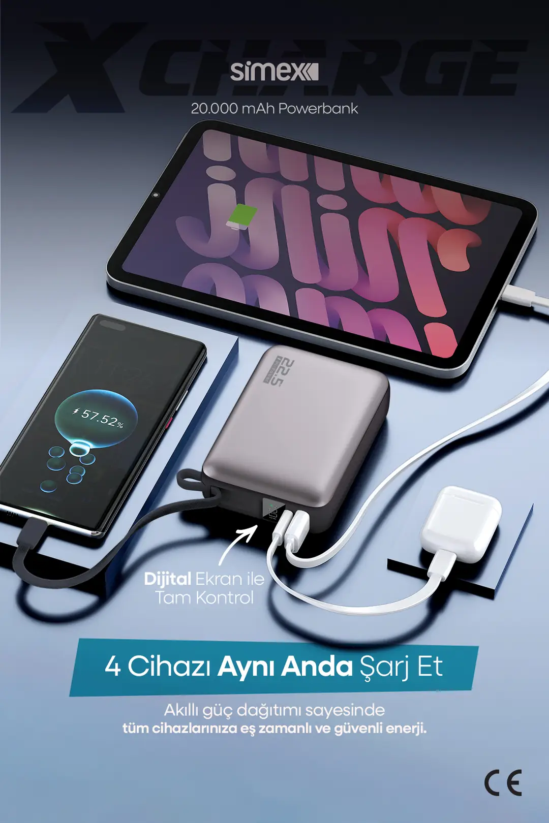 20000 mAh Taşınabilir Powerbank Simex X Charge