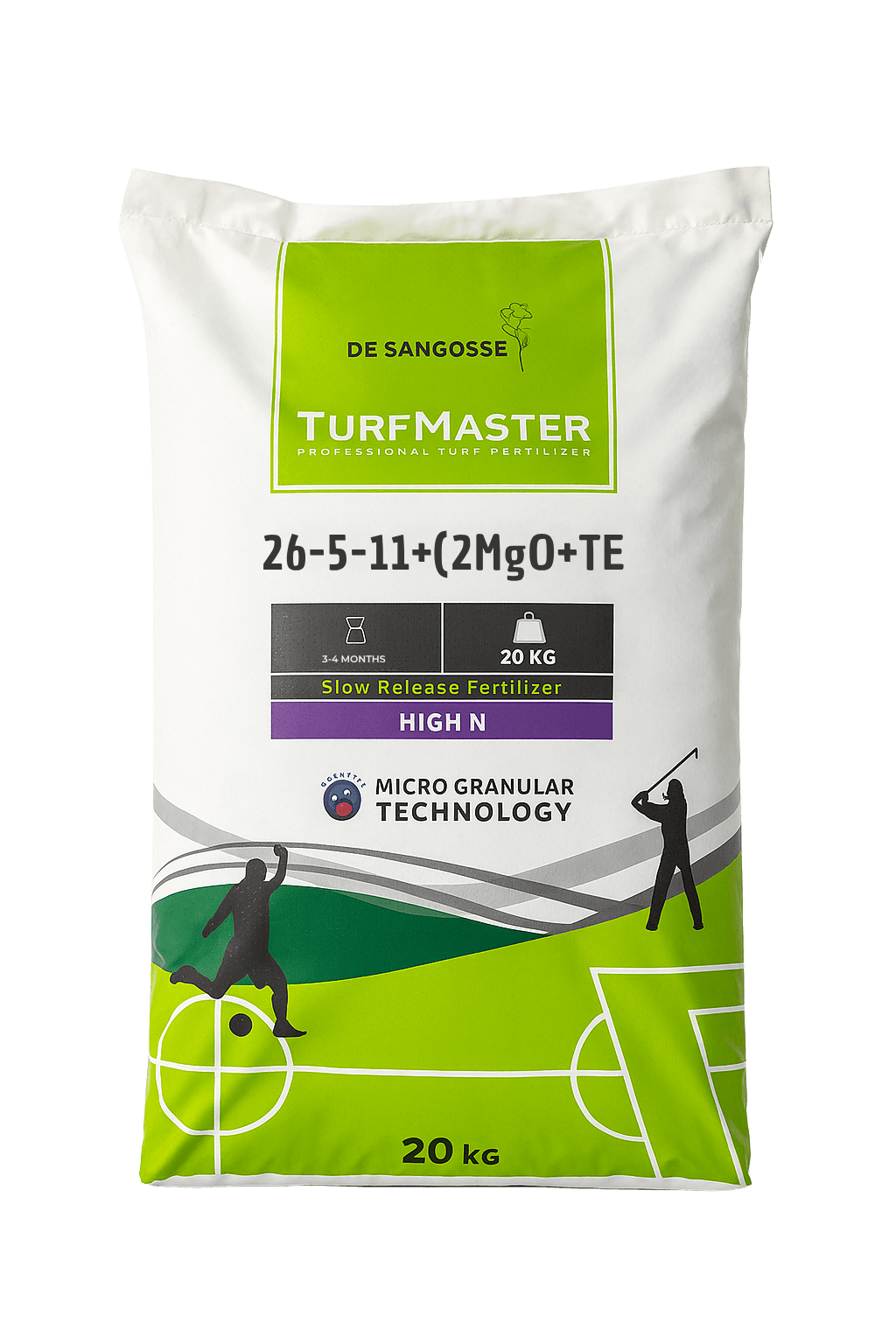 TurfMaster 26-5-11+(2MgO)+TE Yavaş Salınımlı Çim Gübresi 20 Kg - Yüksek Azotlu Spor Alanı Gübresi