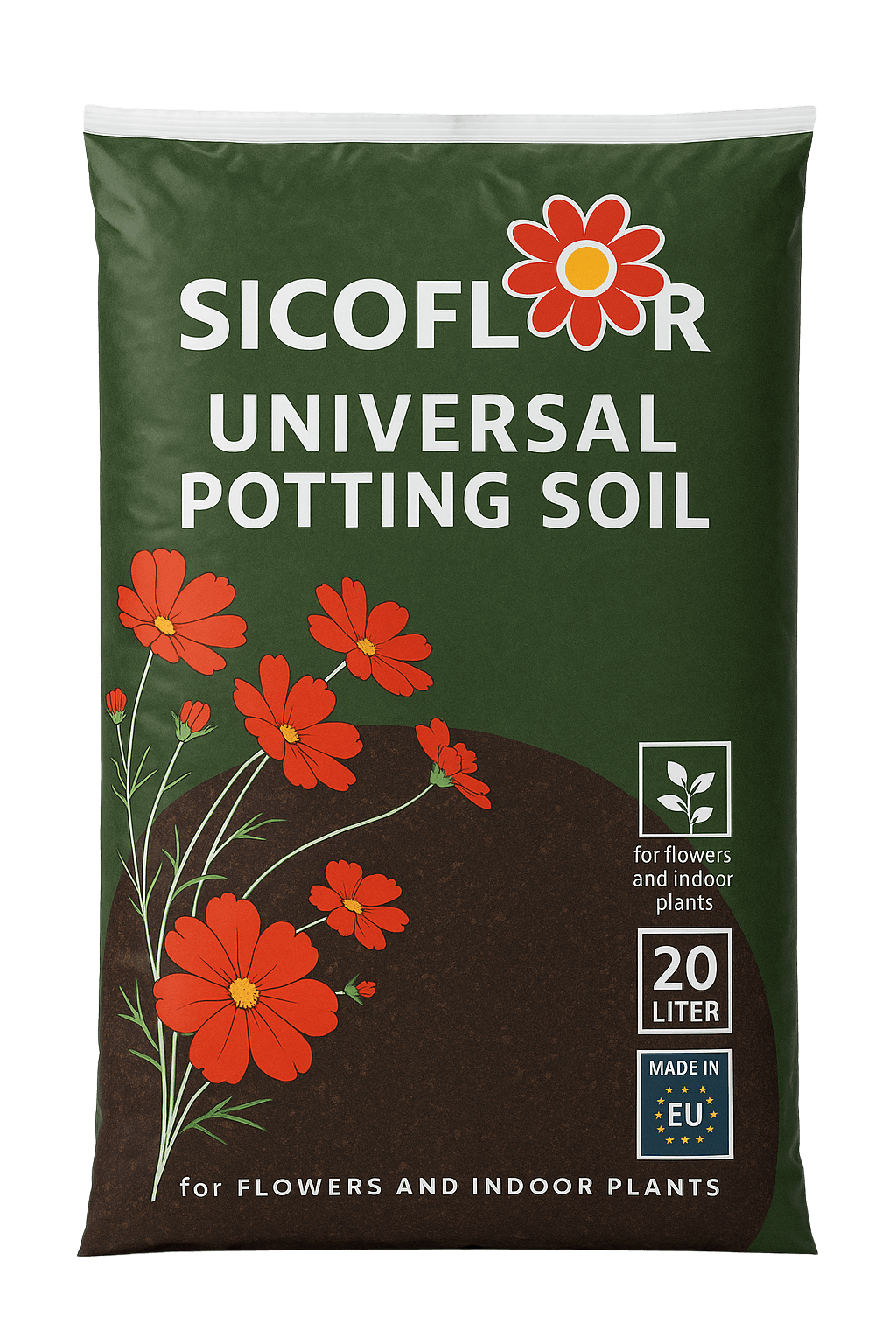 SICOFLOR Universal Saksı Toprağı | 20 Litre | Çiçekler ve İç Mekan Bitkileri İçin | Made in EU