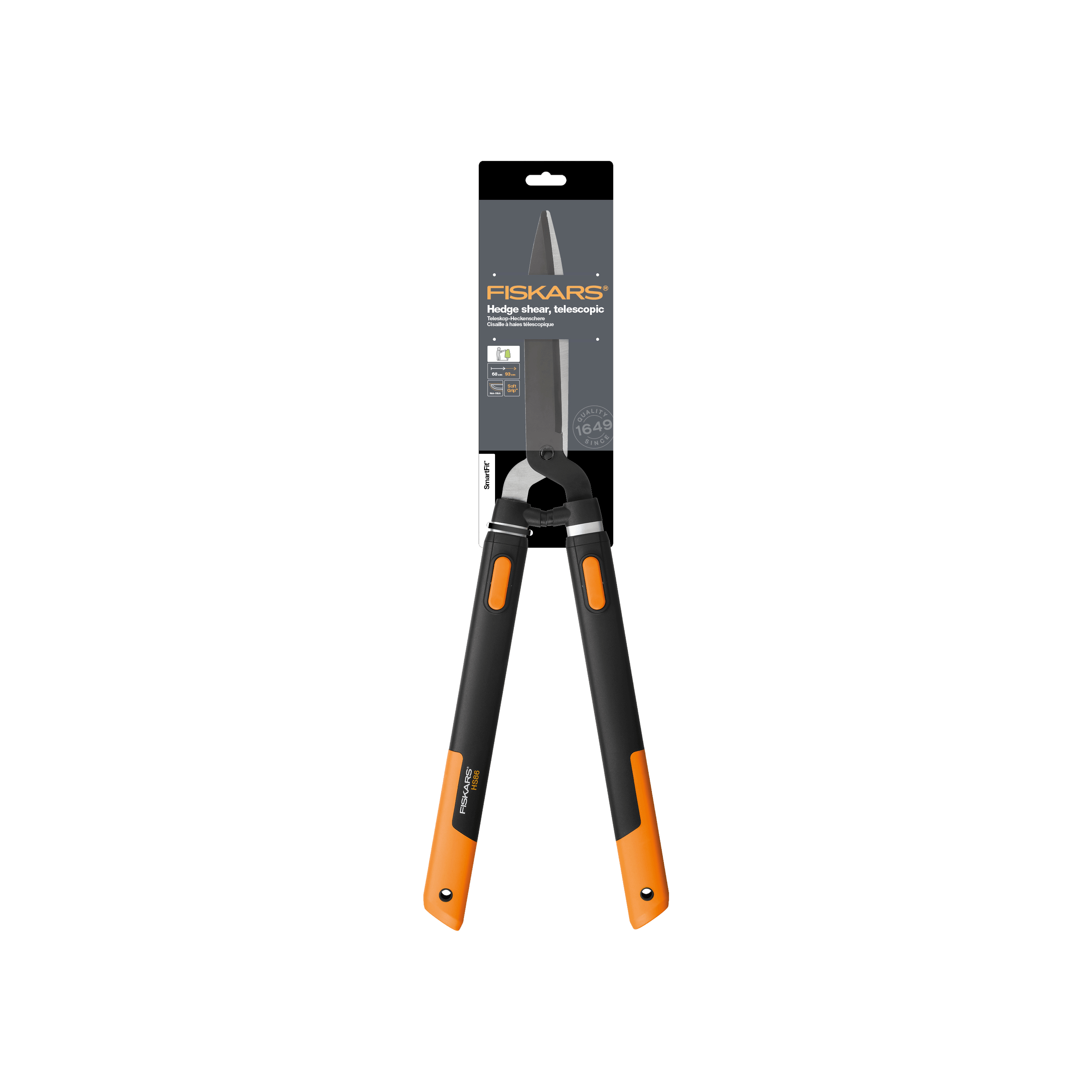 Fiskars HS86 Teleskopik Çit Budama Makası - Uzatılabilir Saplı Çalı Budama Makası (68-93 cm)