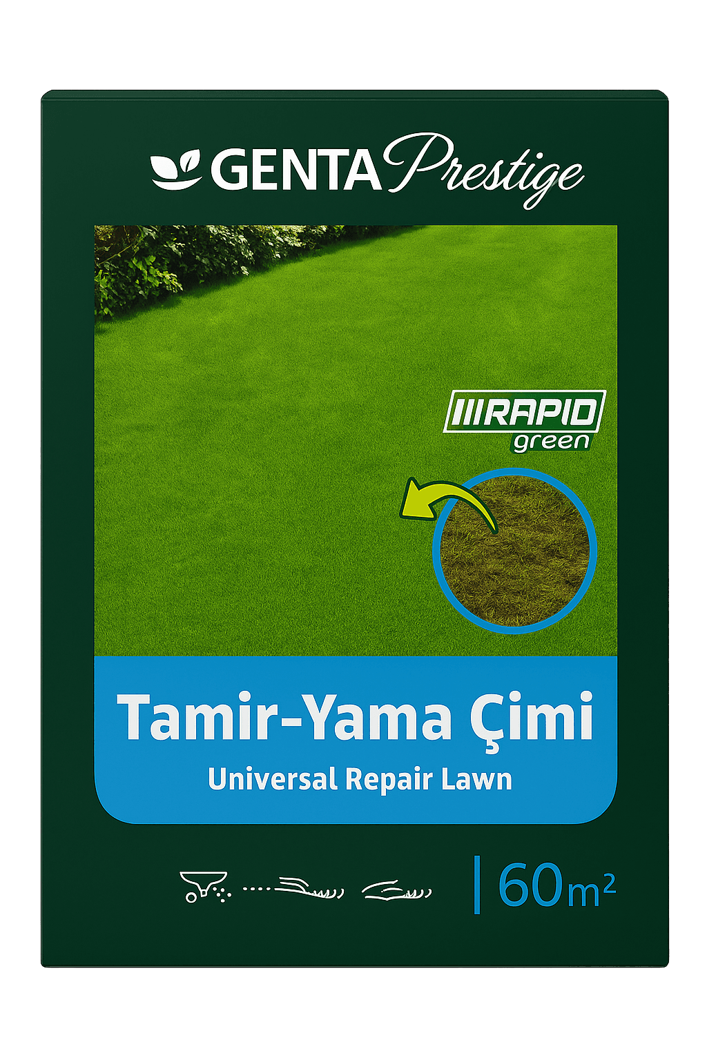 GENTA Prestige Tamir – Yama Çimi | 60 m² | Hızlı Çim Onarımı | Rapid Green Çim Tohumu