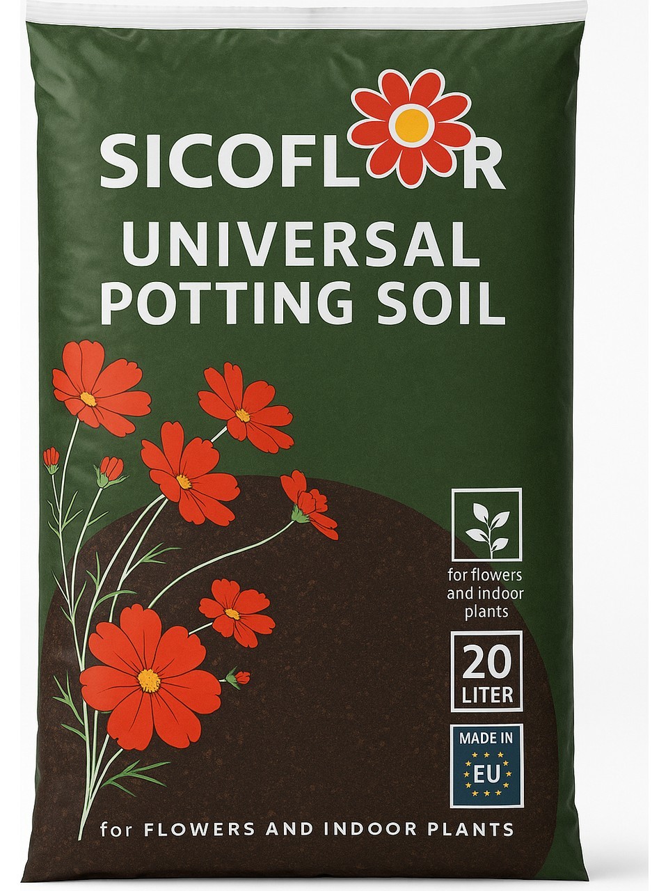 SICOFLOR Universal Saksı Toprağı | 20 Litre | Çiçekler ve İç Mekan Bitkileri İçin | Made in EU