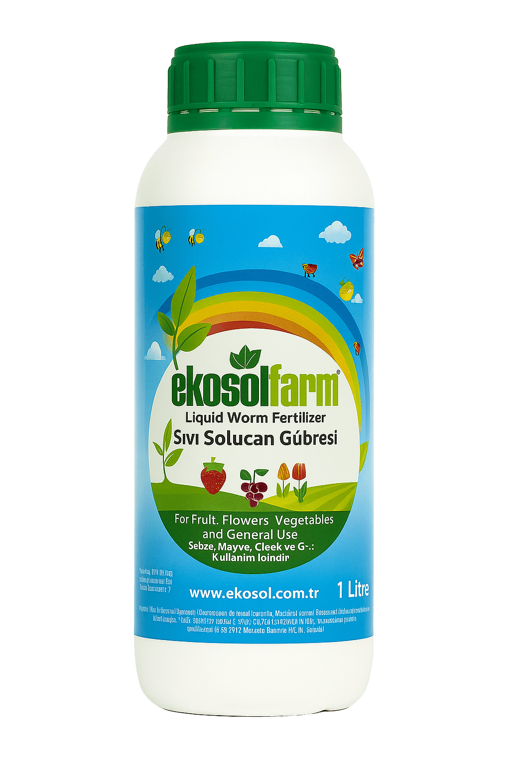 Ekosolfarm Sıvı Solucan Gübresi 1 Litre | Organik Sıvı Gübre | Sebze, Meyve, Çiçek ve Bahçe Bitkileri İçin