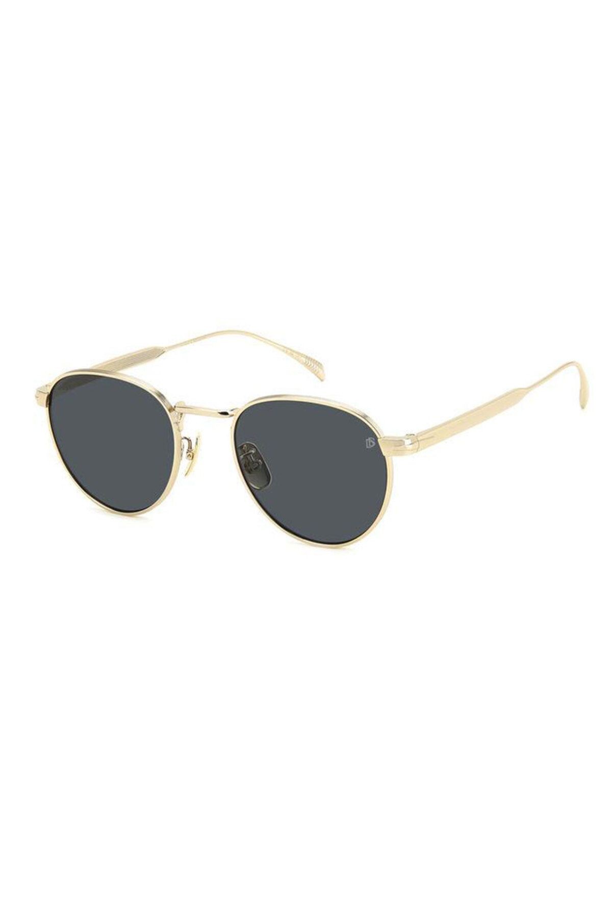 Unisex Altın-füme Organik (UV) Cam Titanyum Kapalı Çerçeve Oval - Yuvarlak Güneş Gözlüğü Db1142/s J