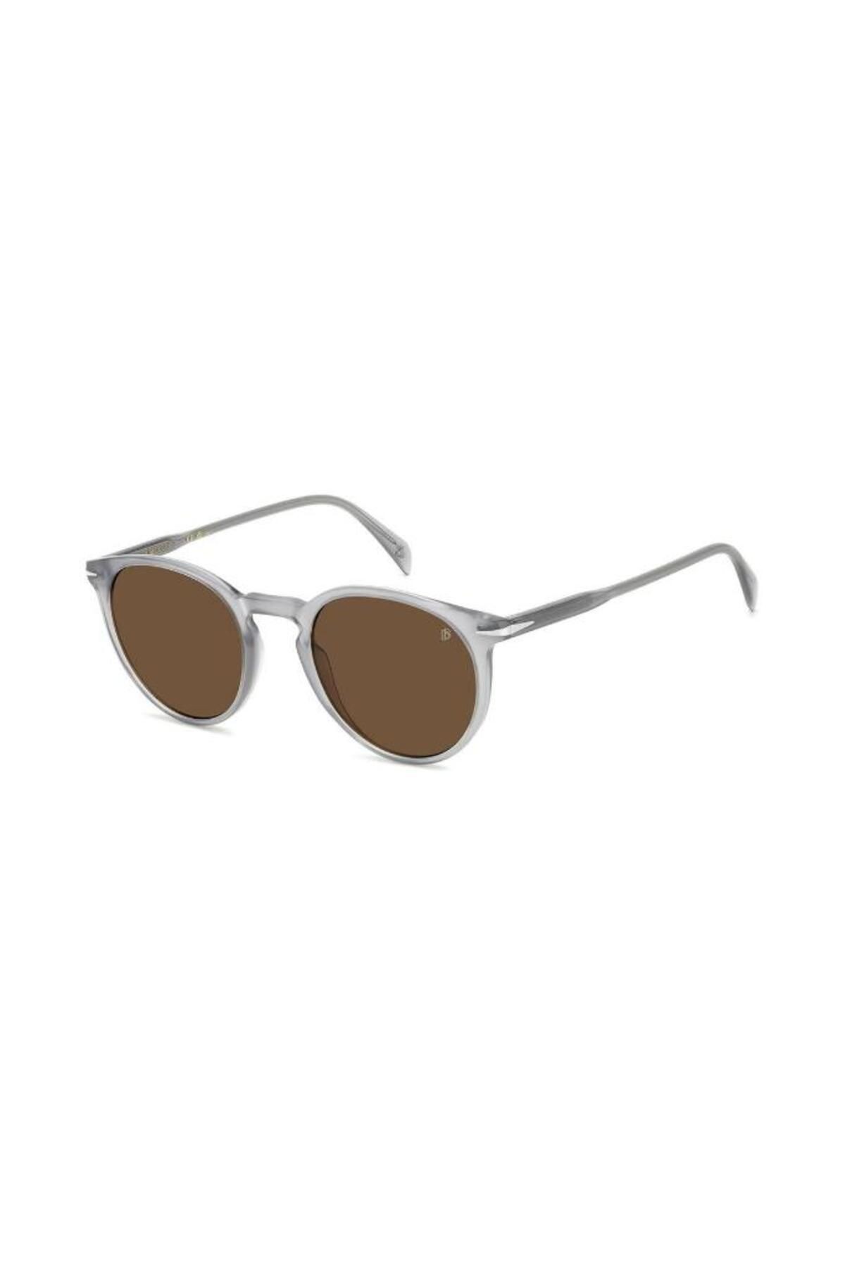 Unisex Gri-kahverengi Organik (UV) Cam Kemik Kapalı Çerçeve Oval - Yuvarlak Güneş Gözlüğü Db1139/s